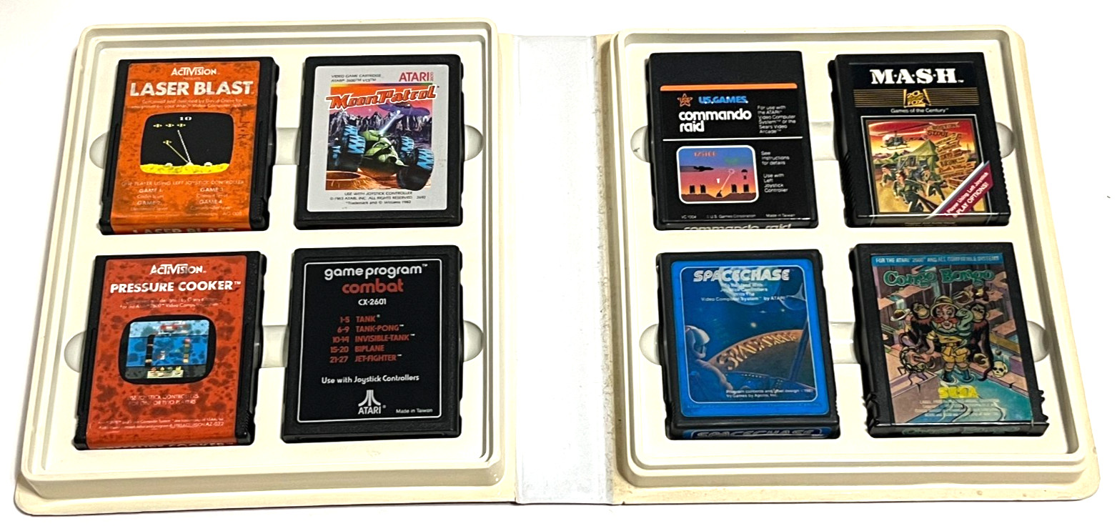 ATARI CX-2600 Console «Bundle» Controllers 32x Games Binders Joysticks UNTESTED