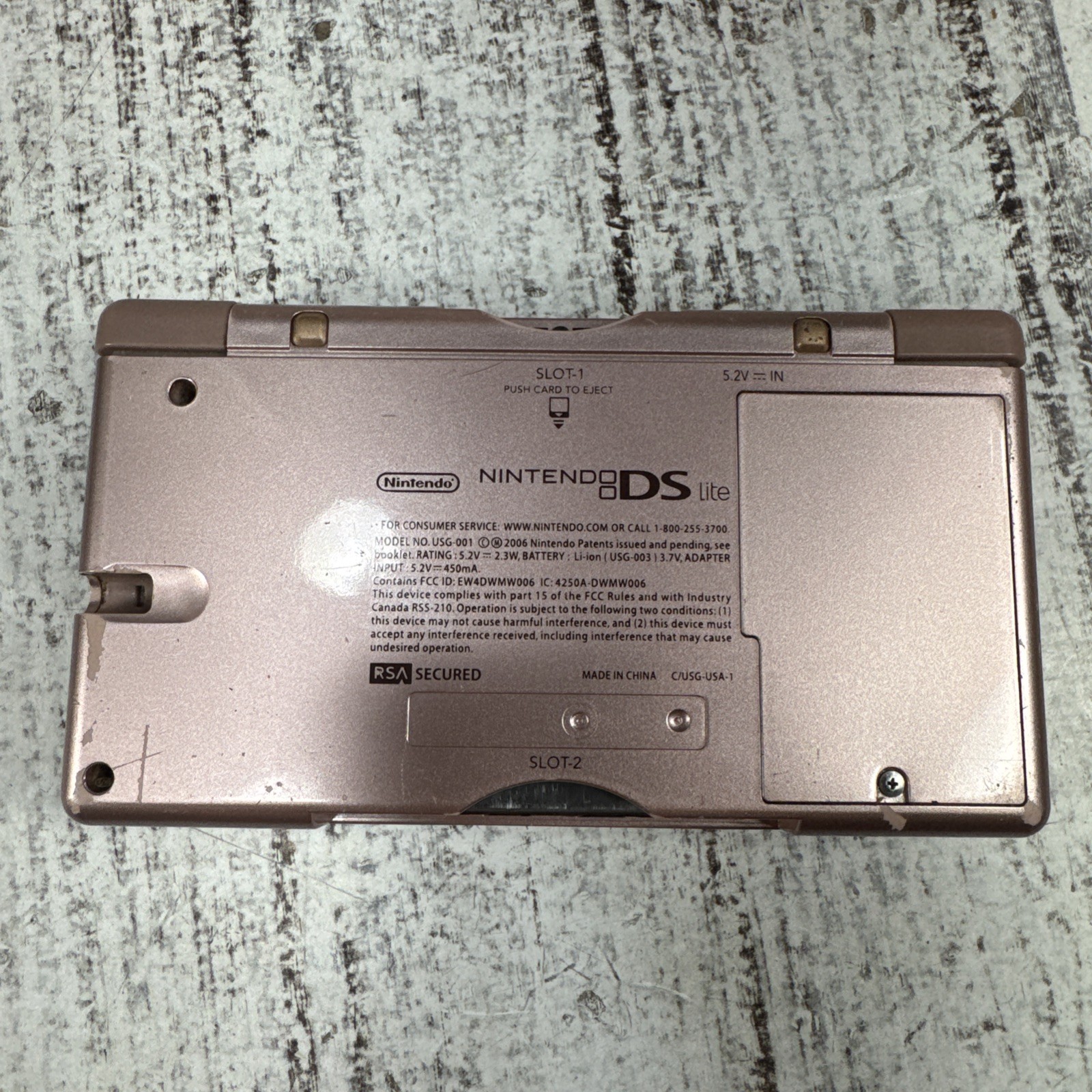 Nintendo DS Light Metallic Rose Pink USG-001 Handheld Console- Has Issues Read