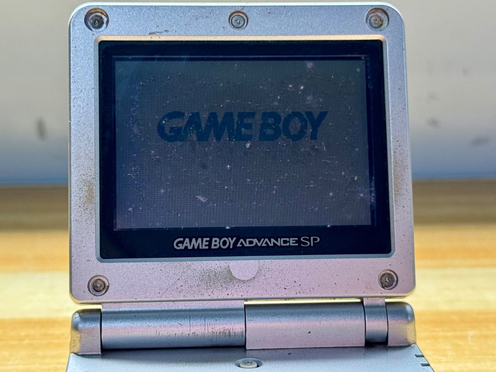 Nintendo Gameboy Advance SP AGS001 Metal Silver Handheld w/ USB Cable & Battery