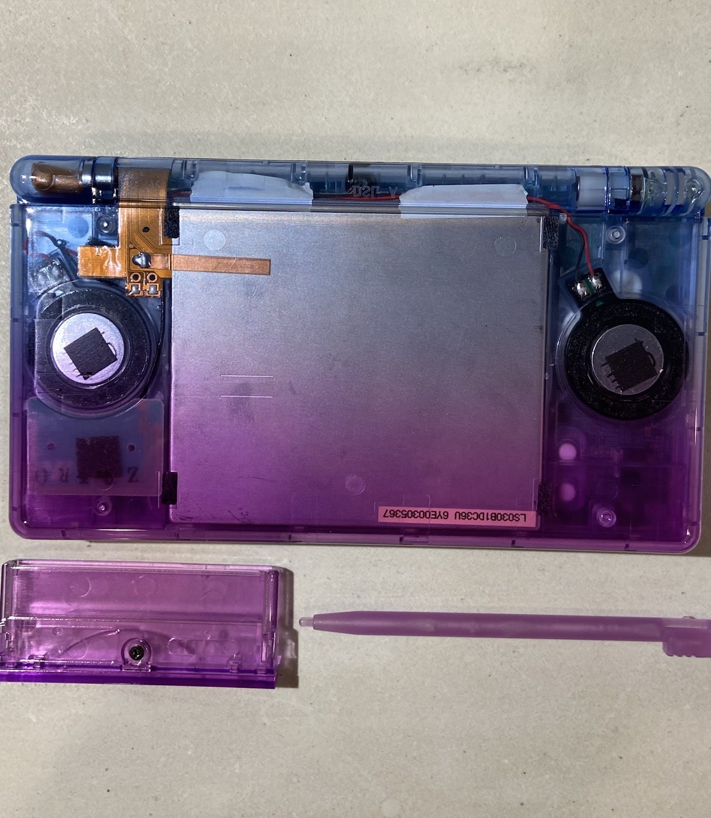 Nintendo DS Lite Transparent USB-C Blue/Purple/White Ultraviolet LED Handheld #9