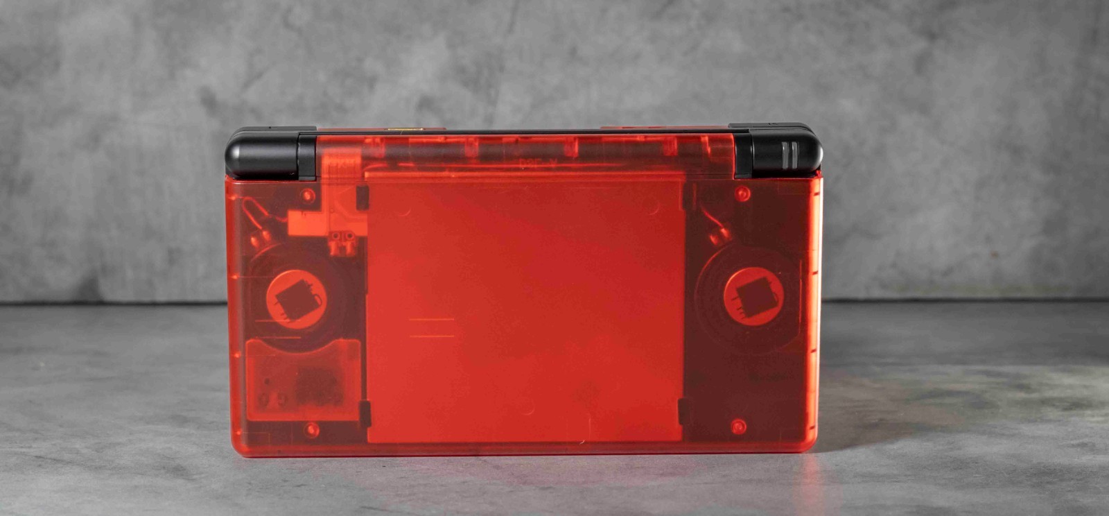 Nintendo DS Lite Custom Transparent Red and Matte Black Shell , Red & Purple LED