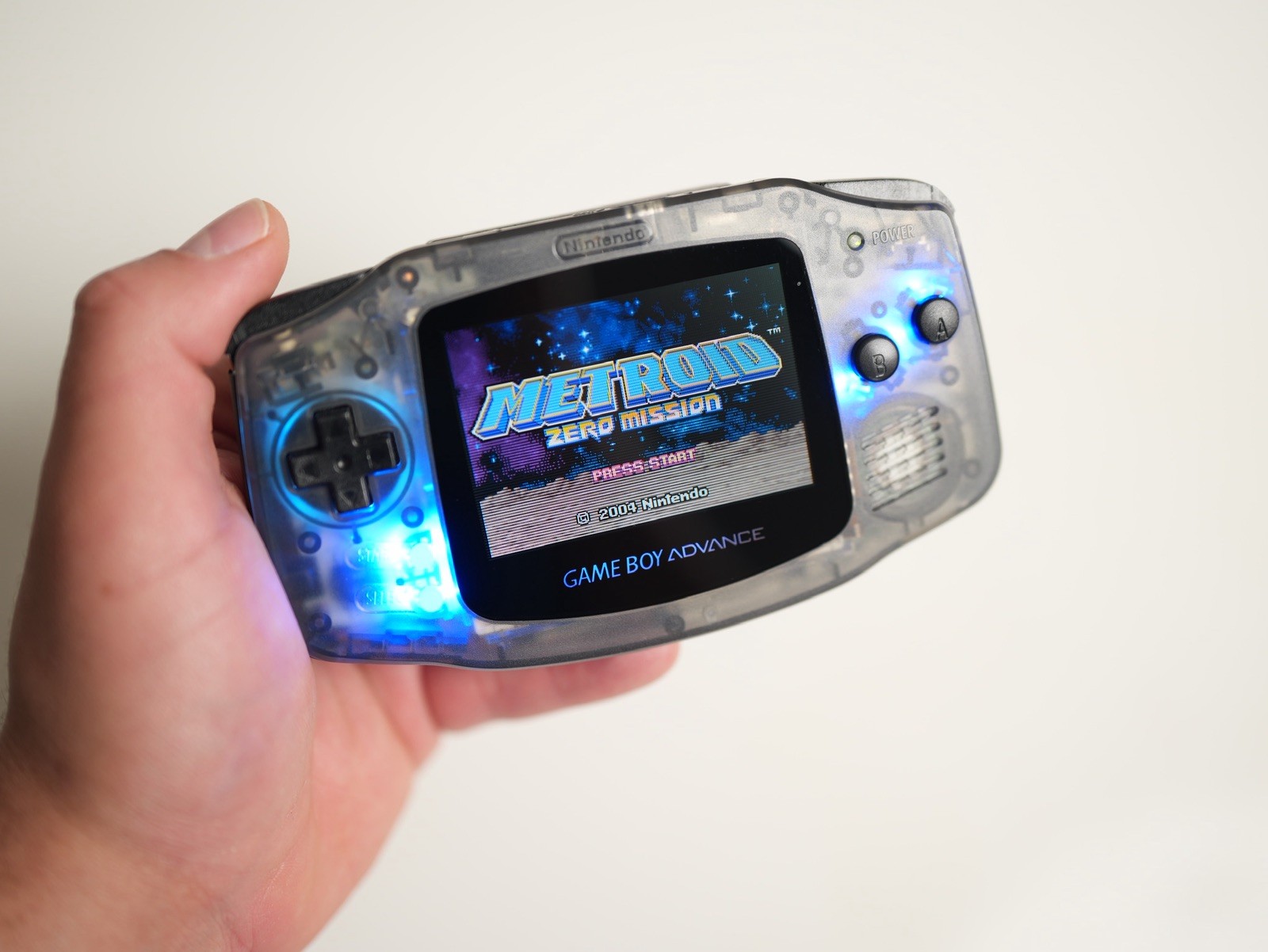 Nintendo Game Boy Advance GBA IPS Laminated Screen Custom Clear Black w/ RGB LED