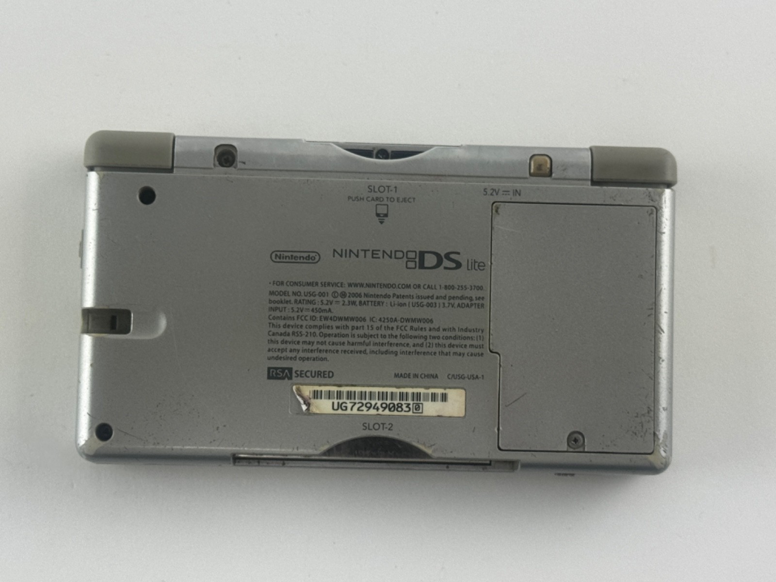 Nintendo DS Lite Silver Handheld Console USG-001 *For Parts or Fix* READ