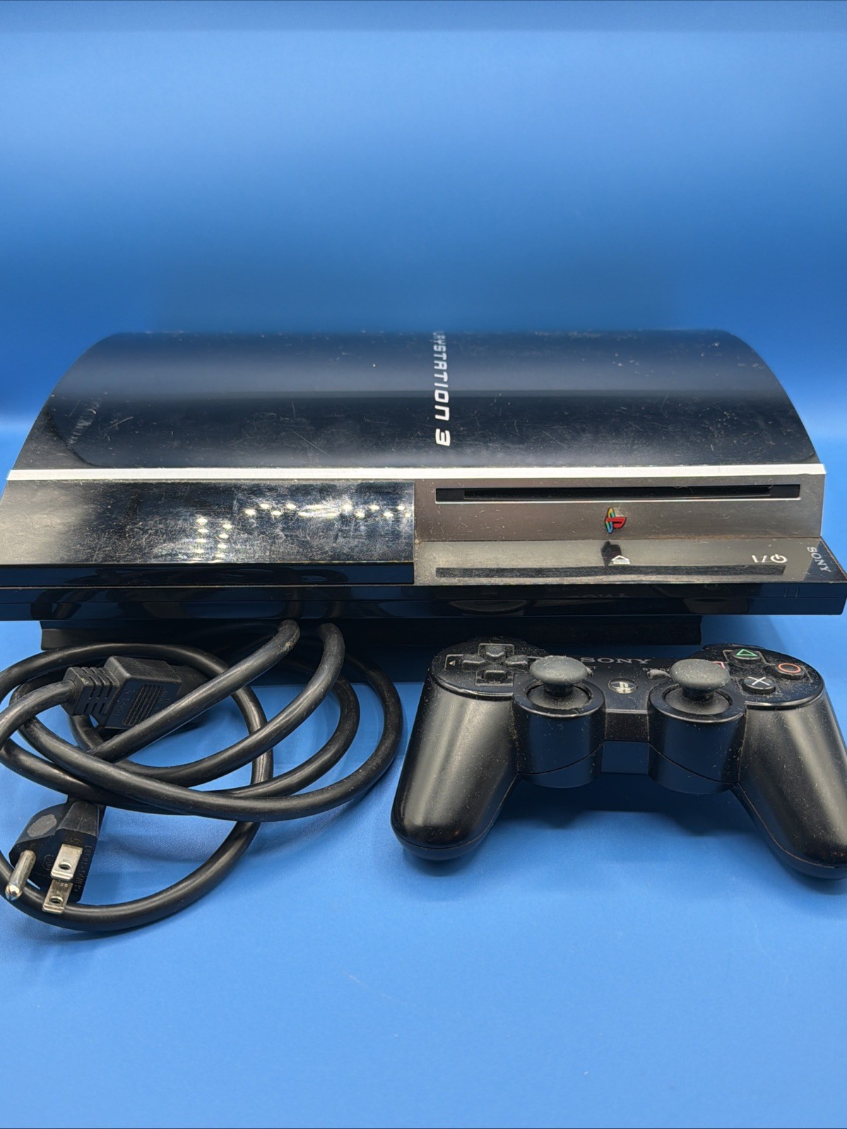 Sony PlayStation 3 PS3 40GB Black Console CECHH01 w/ Controller & Cable Tested