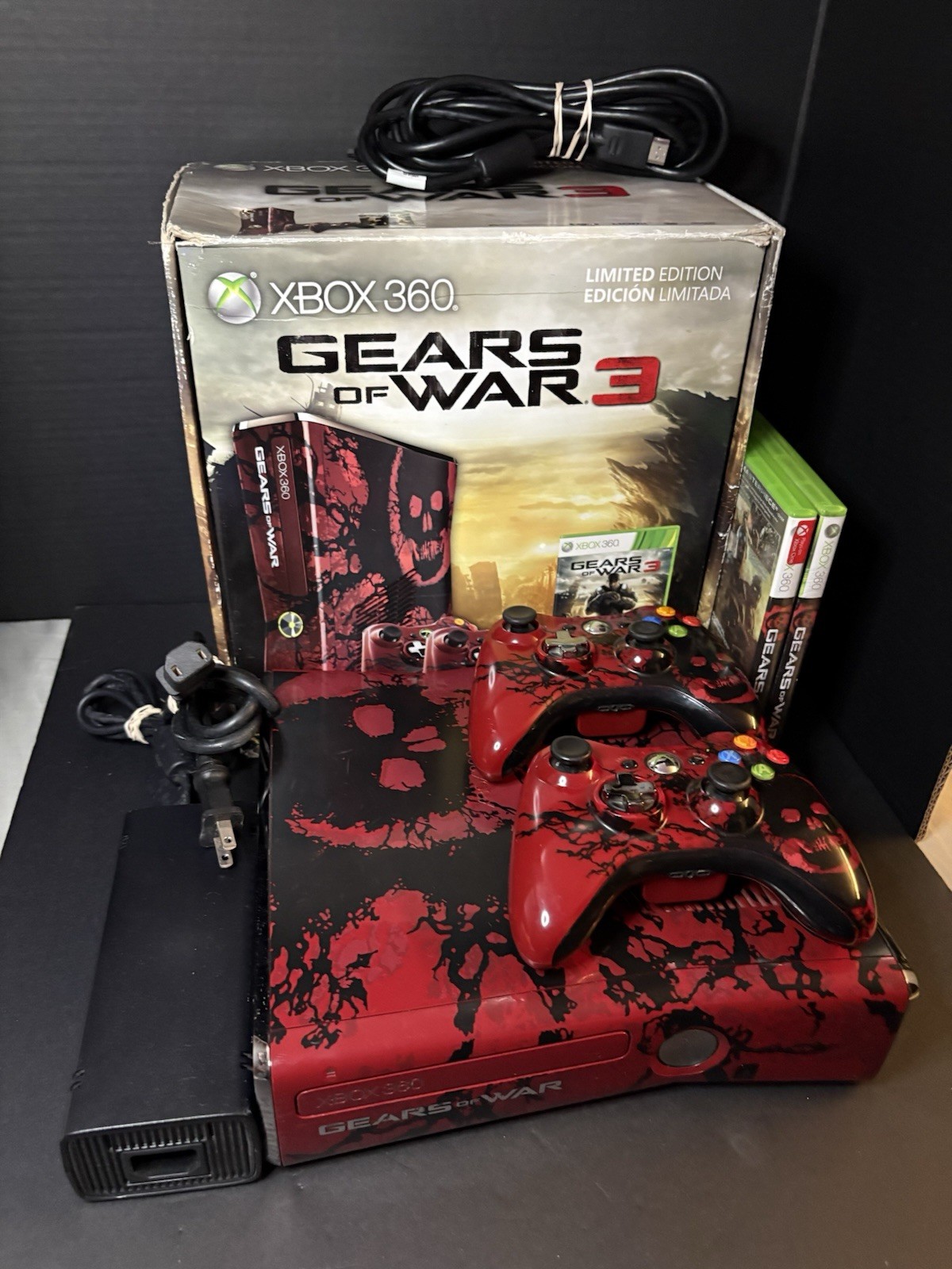 Microsoft Xbox 360 Gears of War 3 Limited Edition Console Bundle Red Black HDMI