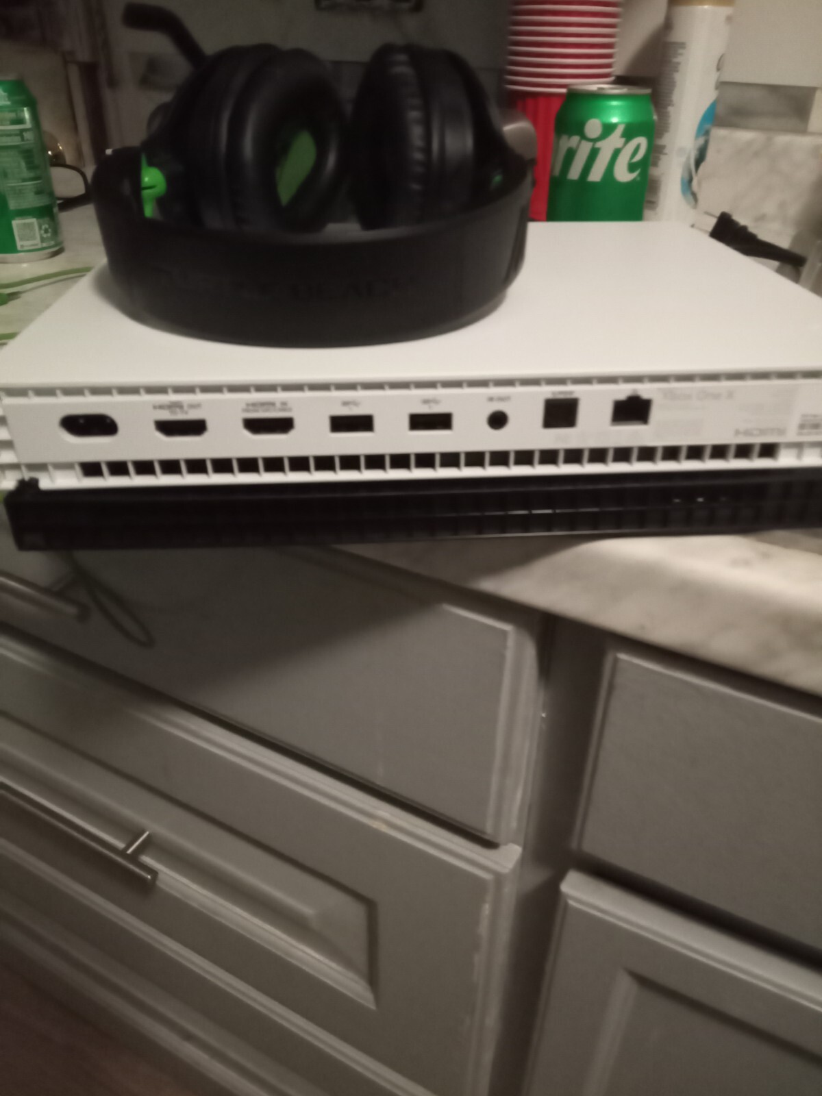 Xbox One X 1tb White bundled with turtle beach headphones and rechargable pack