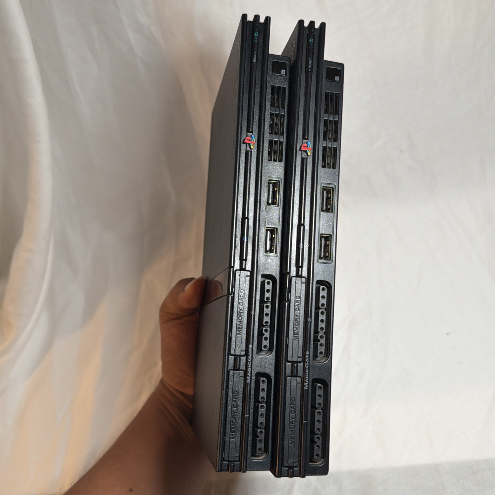 Lot of 2 Sony PlayStation 2 PS2 Slim Black Console Only Tested Working