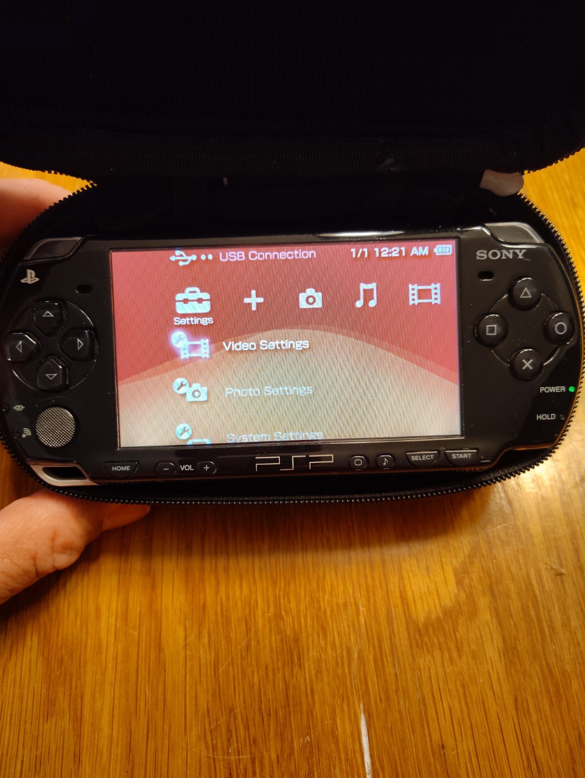 Sony PSP 2001 Handheld Console Black With Case & 2 Games New Battery & Cable