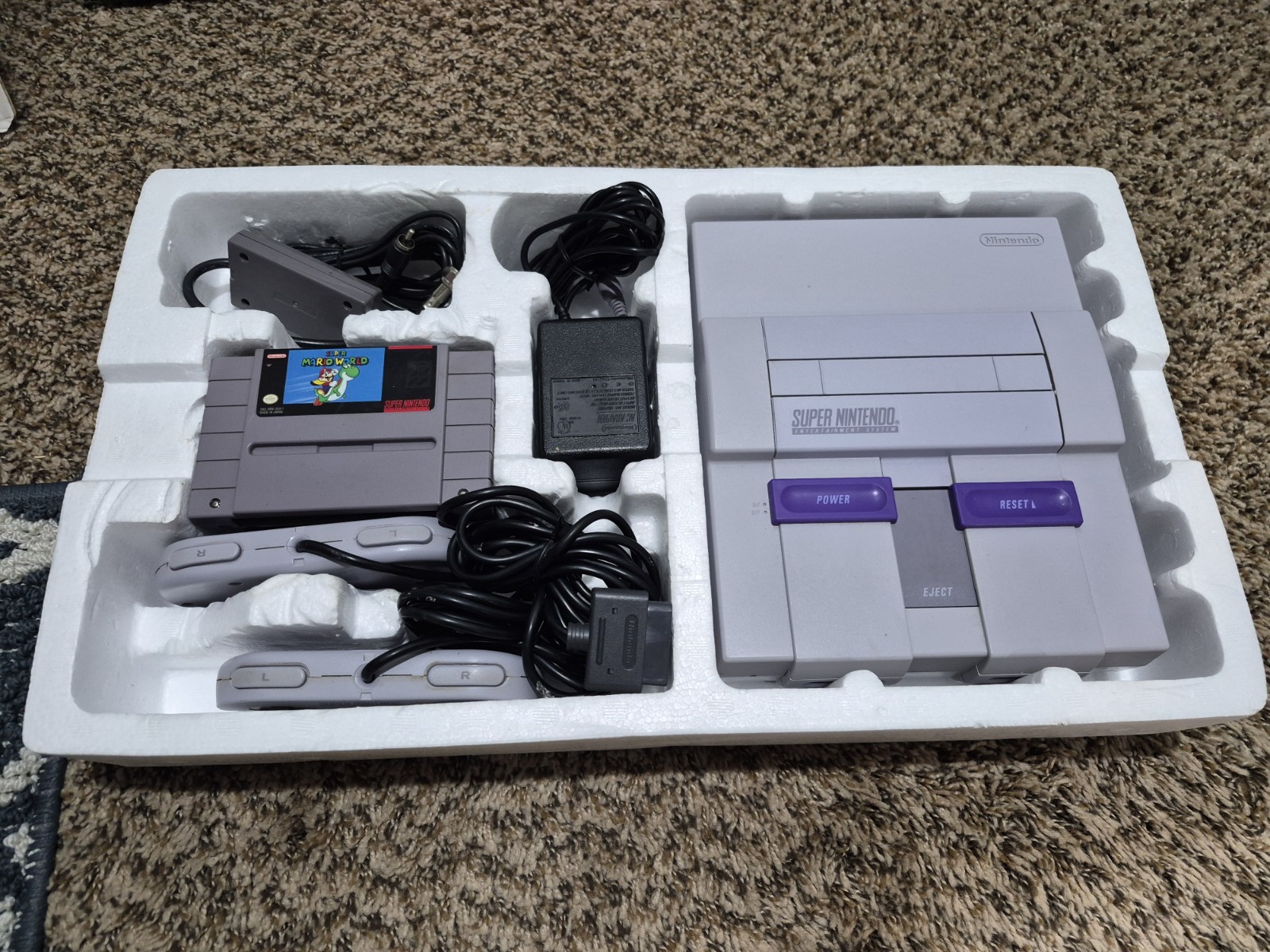 Super Nintendo SNES Console MARIO WORLD SET CIB Complete Box NICE SHAPE!