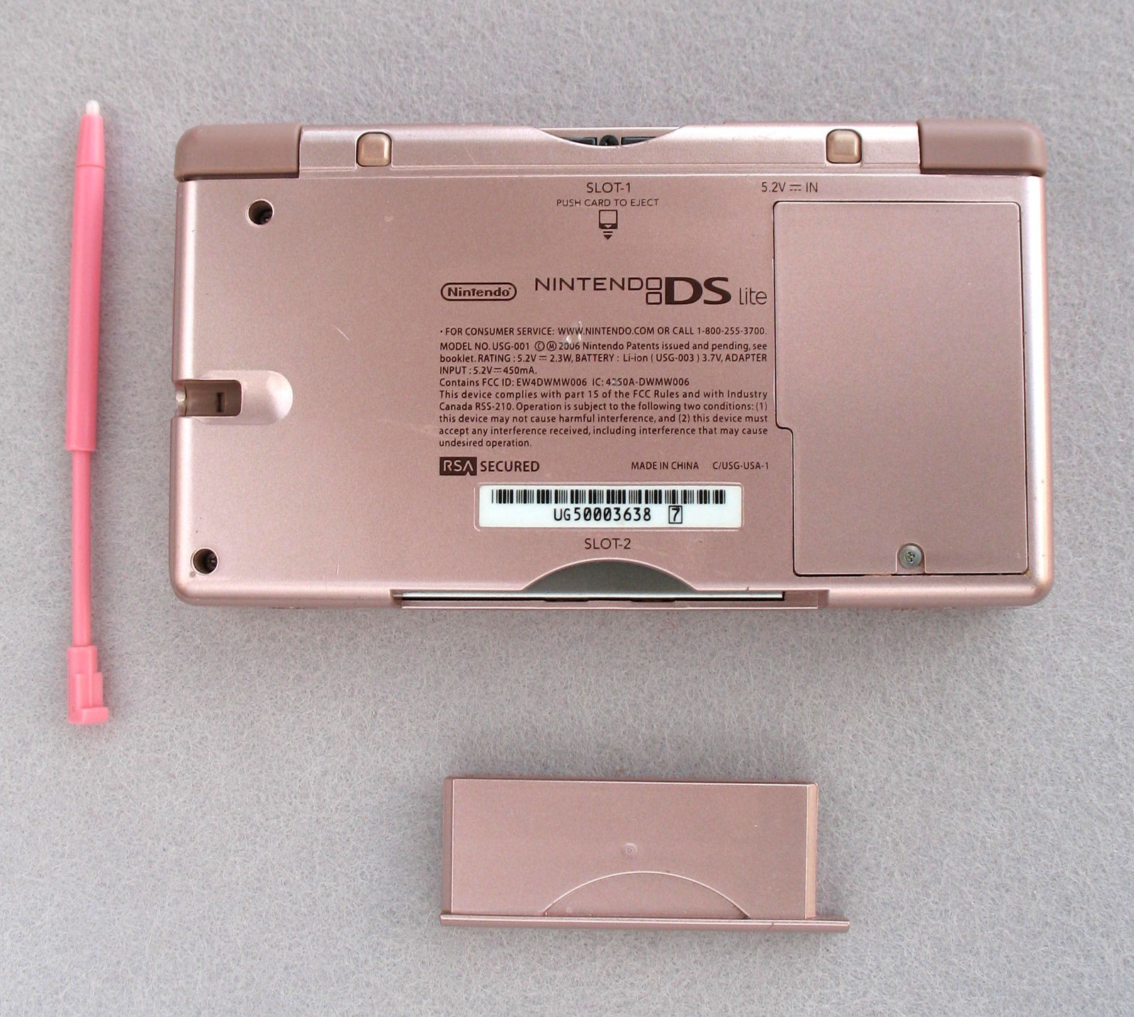 Nintendo DS Lite Metallic Rose UGS-001 bundle
