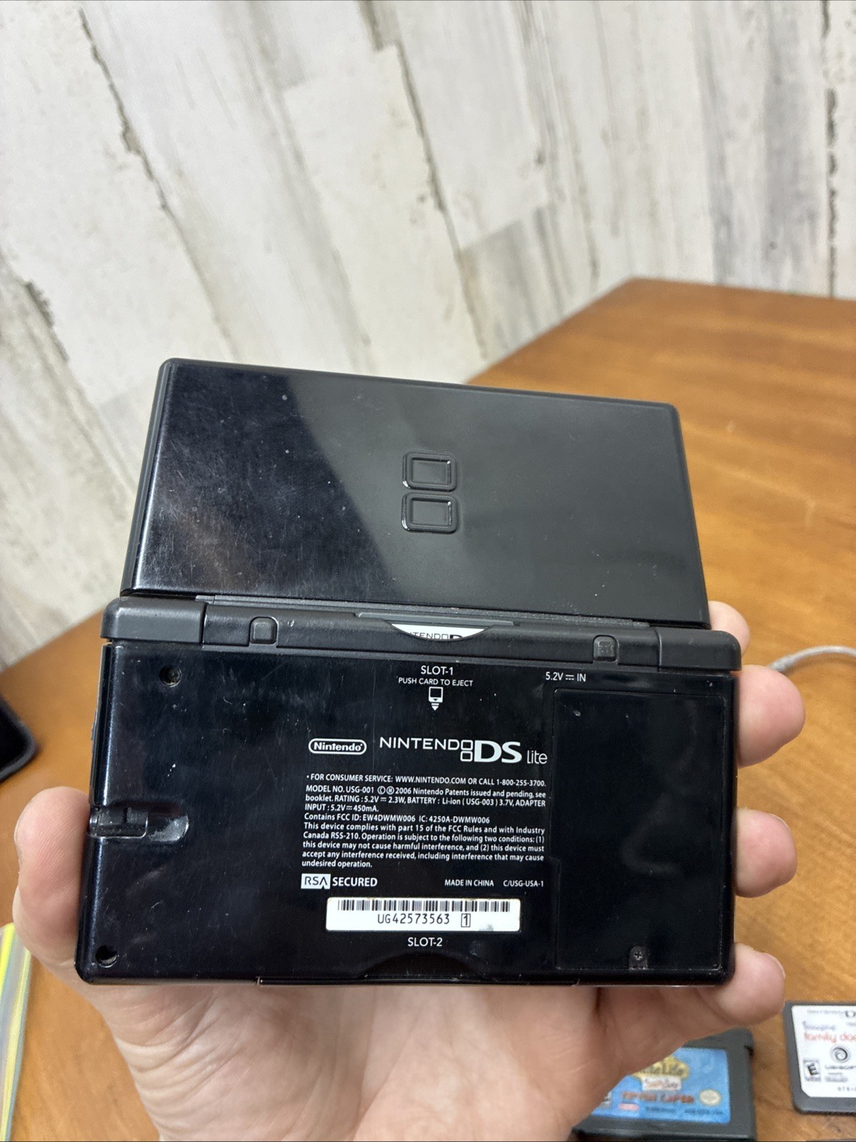 Nintendo DS Lite Glossy Black GBA Game Bundle /w Charger Works
