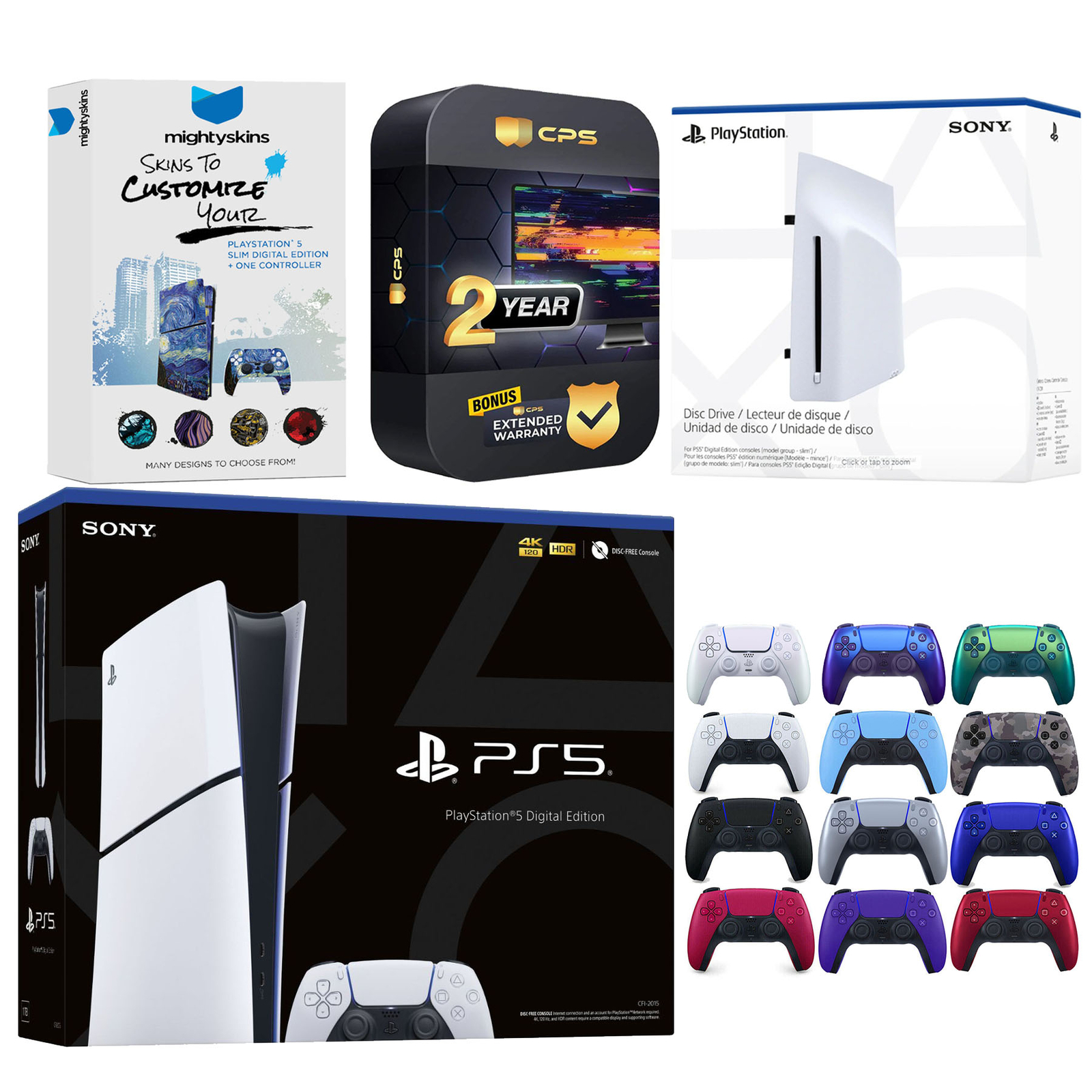 Sony PlayStation 5 Slim Digital Bundle with Disc Drive and Extra Controller