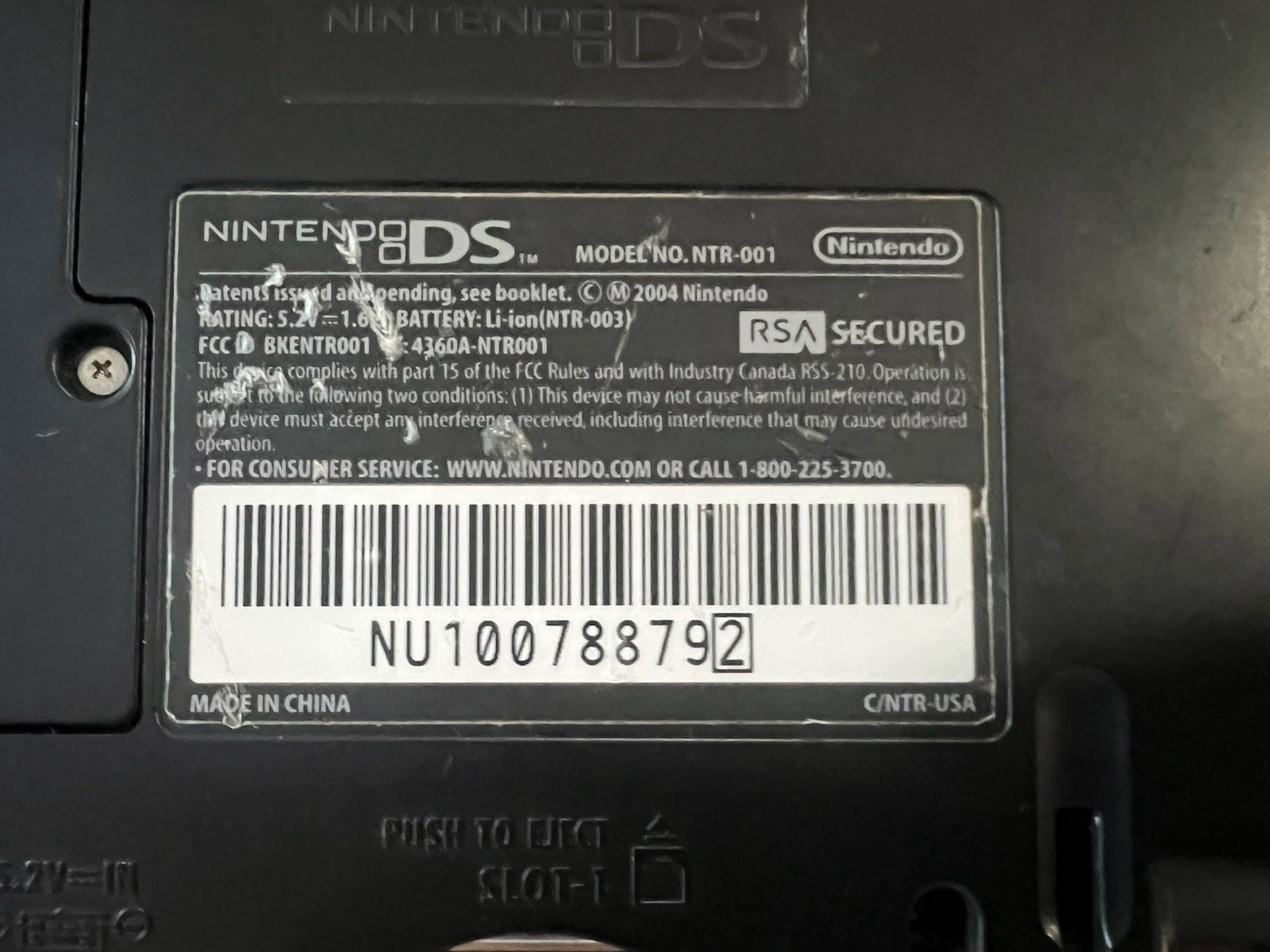 Nintendo DS Original Console NTR-001 Titanium Silver