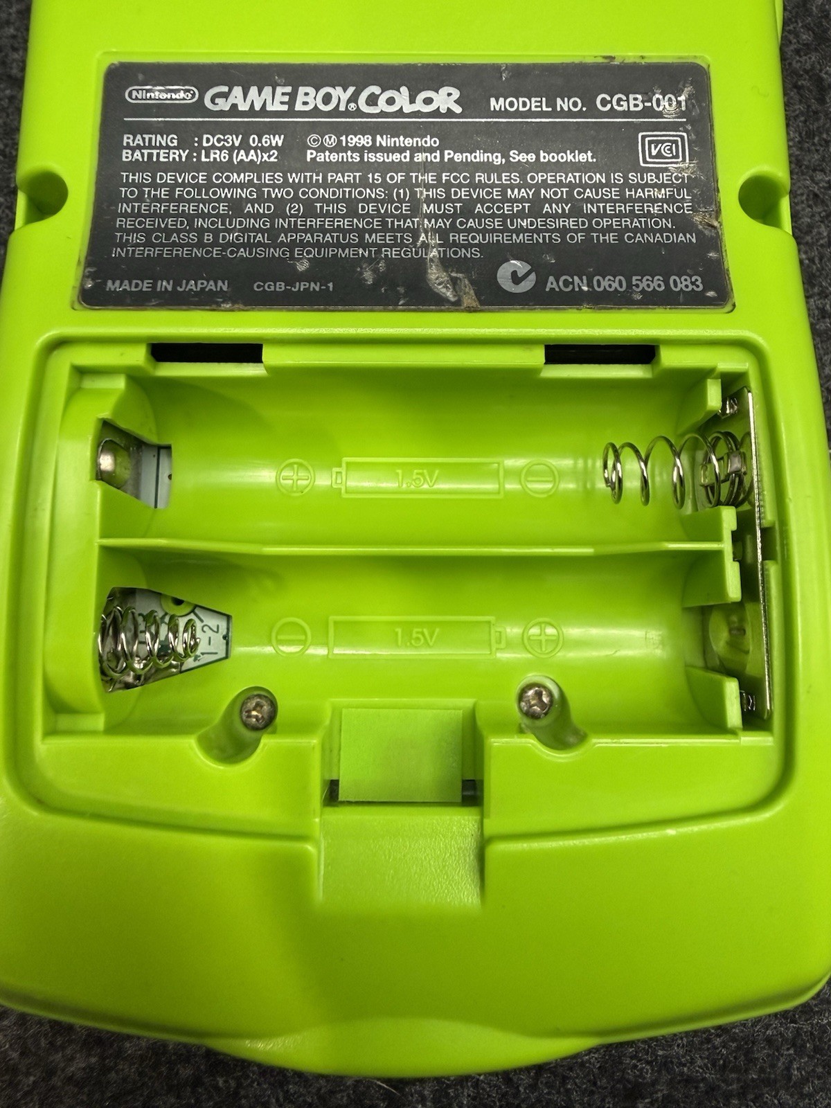 Nintendo Game Boy Color Kiwi Green – Pokémon Screen – Audio Issue / No Sound