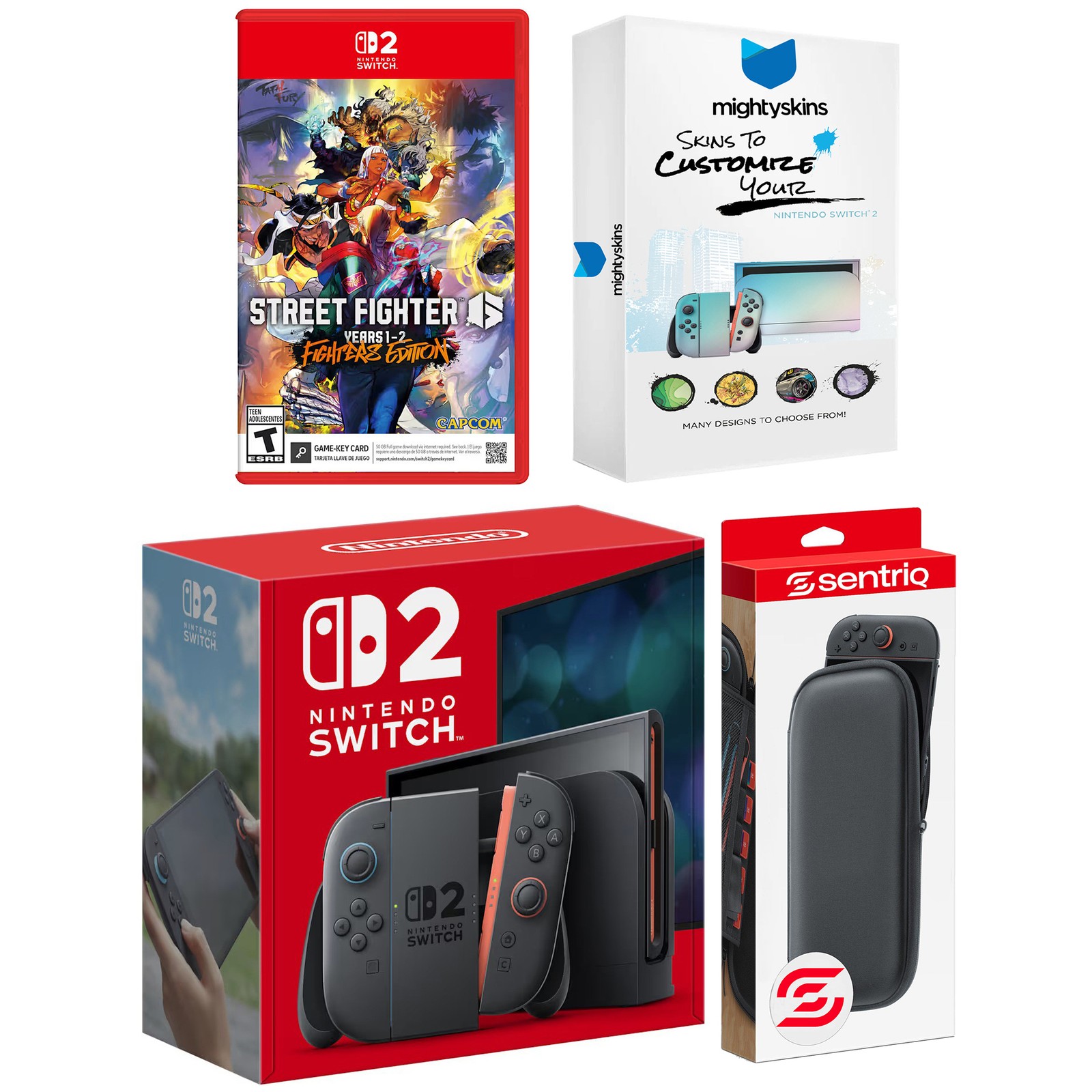 Nintendo Switch 2 Console with Street Fighter 6 and MightySkins Code