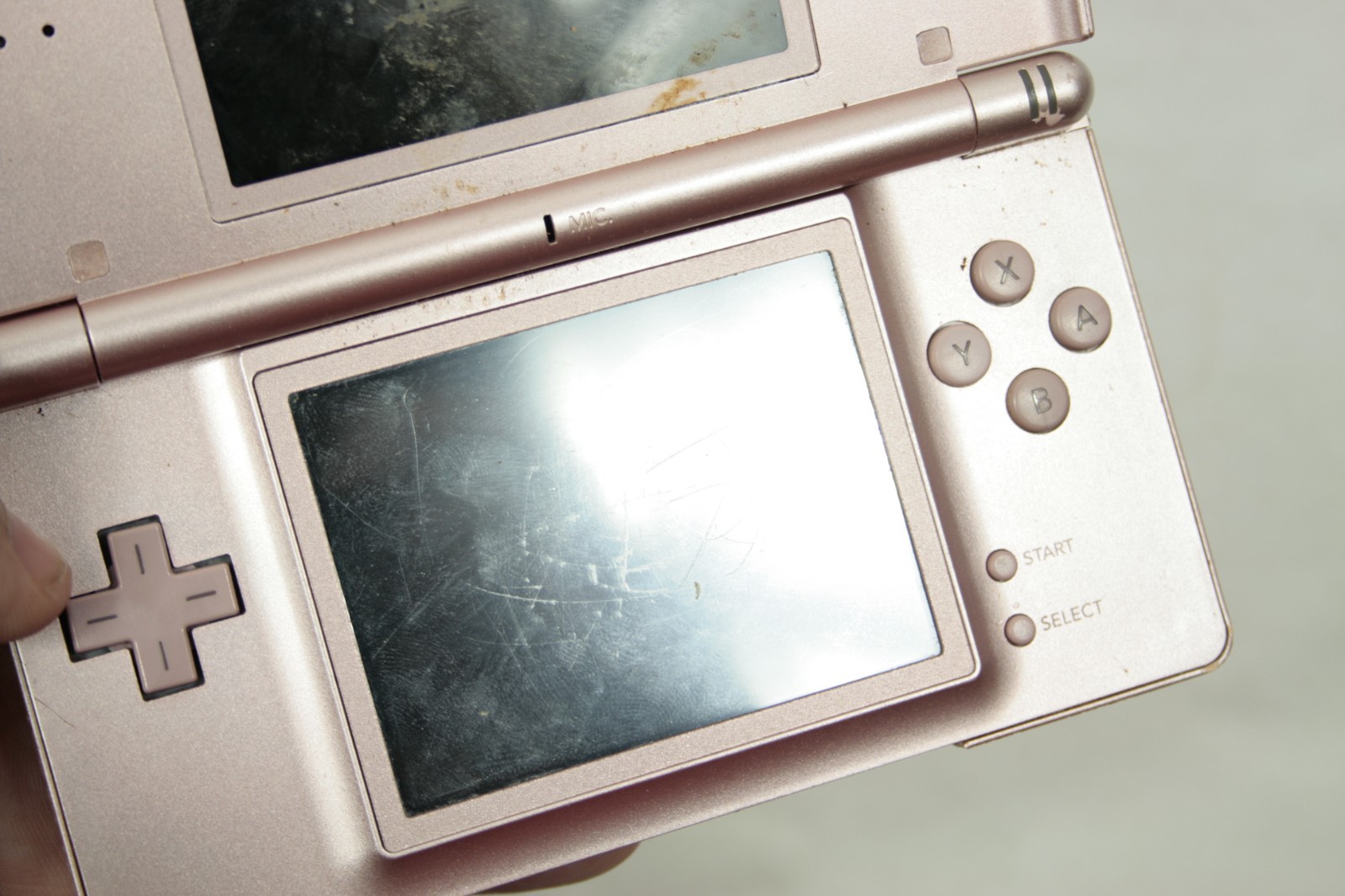 Nintendo DS Lite Console Pink Metallic Rose UNTESTED AS IS FOR PART FOR REPAIR