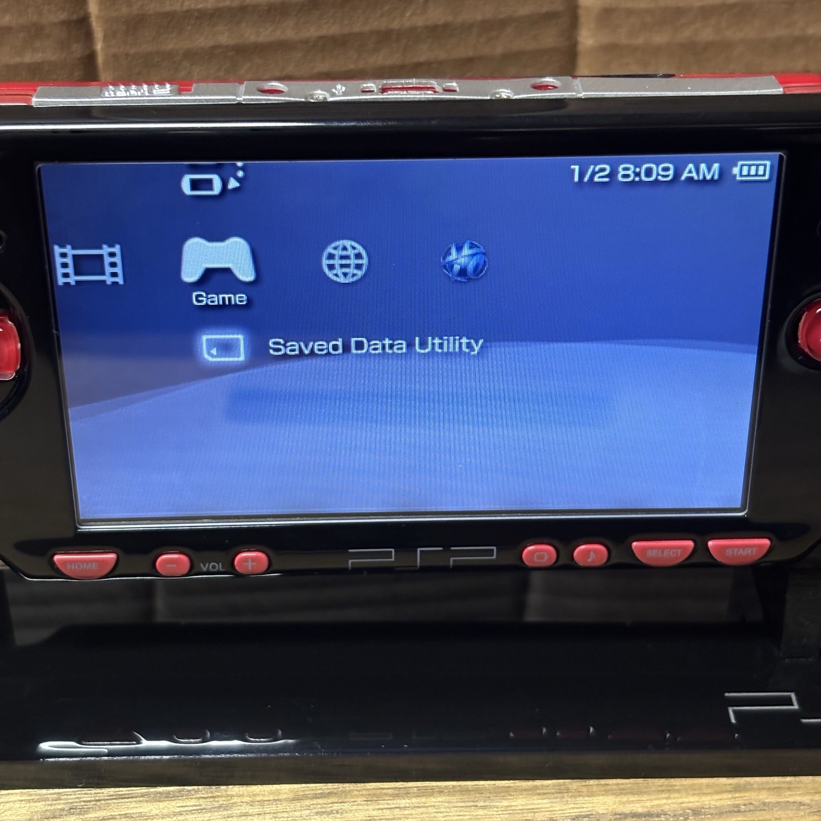 Custom Sony PSP 2000 (PlayStation Portable) – Black/ Red With Charger