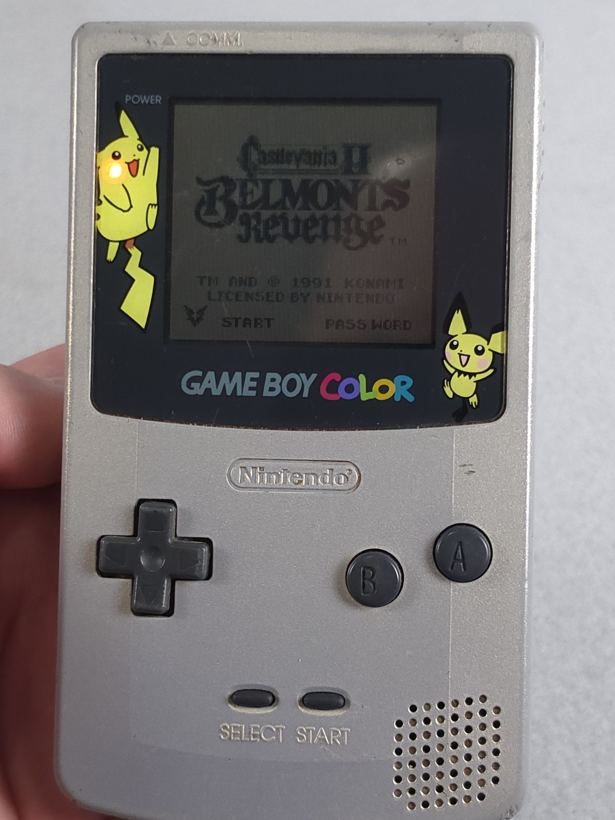 Nintendo GameBoy Color Gold/Silver Pokémon Special Edition Pikachu Pichu Tested