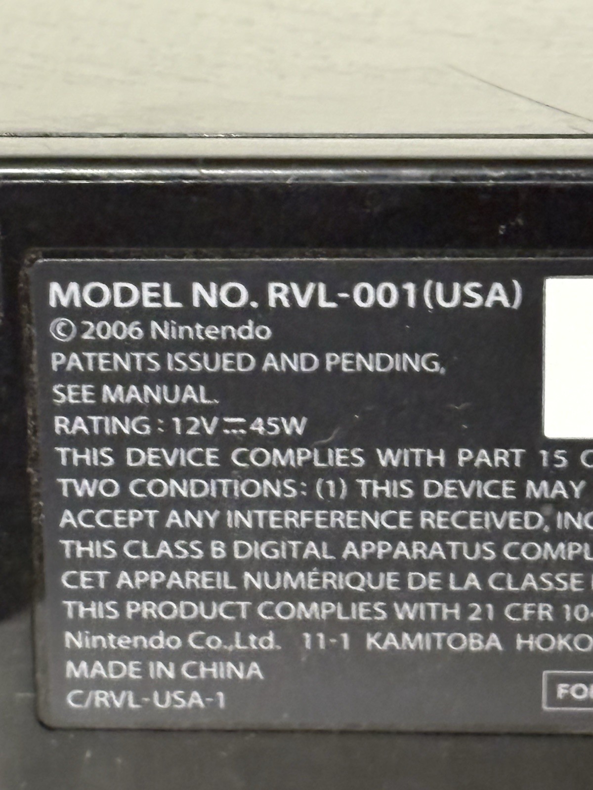 Nintendo Wii RVL-001 (USA) Video Game Console Only No Cables Black Tested