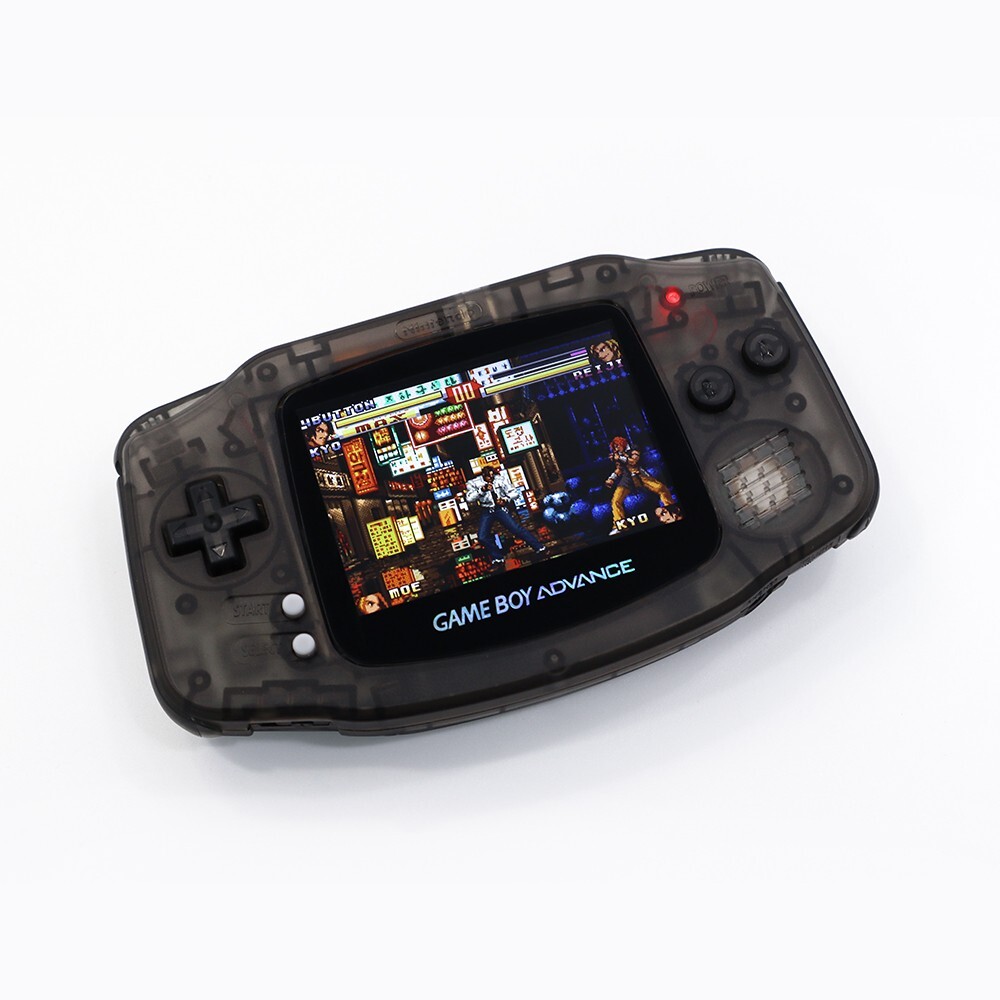 Clear Black Game Boy Advance Console with IPS V2 10 Backlight levels LCD Mod Kit