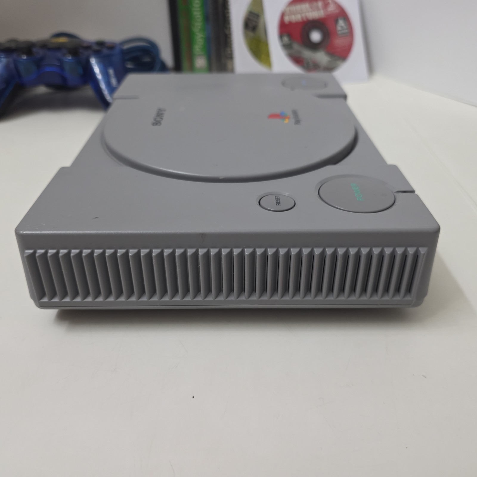 Sony Playstation 1 PS1 Console Bundle 8 Games, Remote, Power + AV Tested
