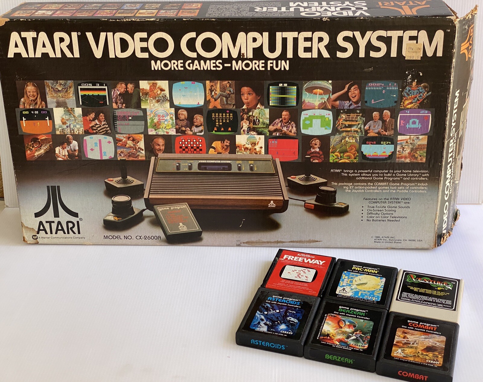 VINTAGE Atari CX2600A Video Game Console, Controllers, 6 Games, Original Box