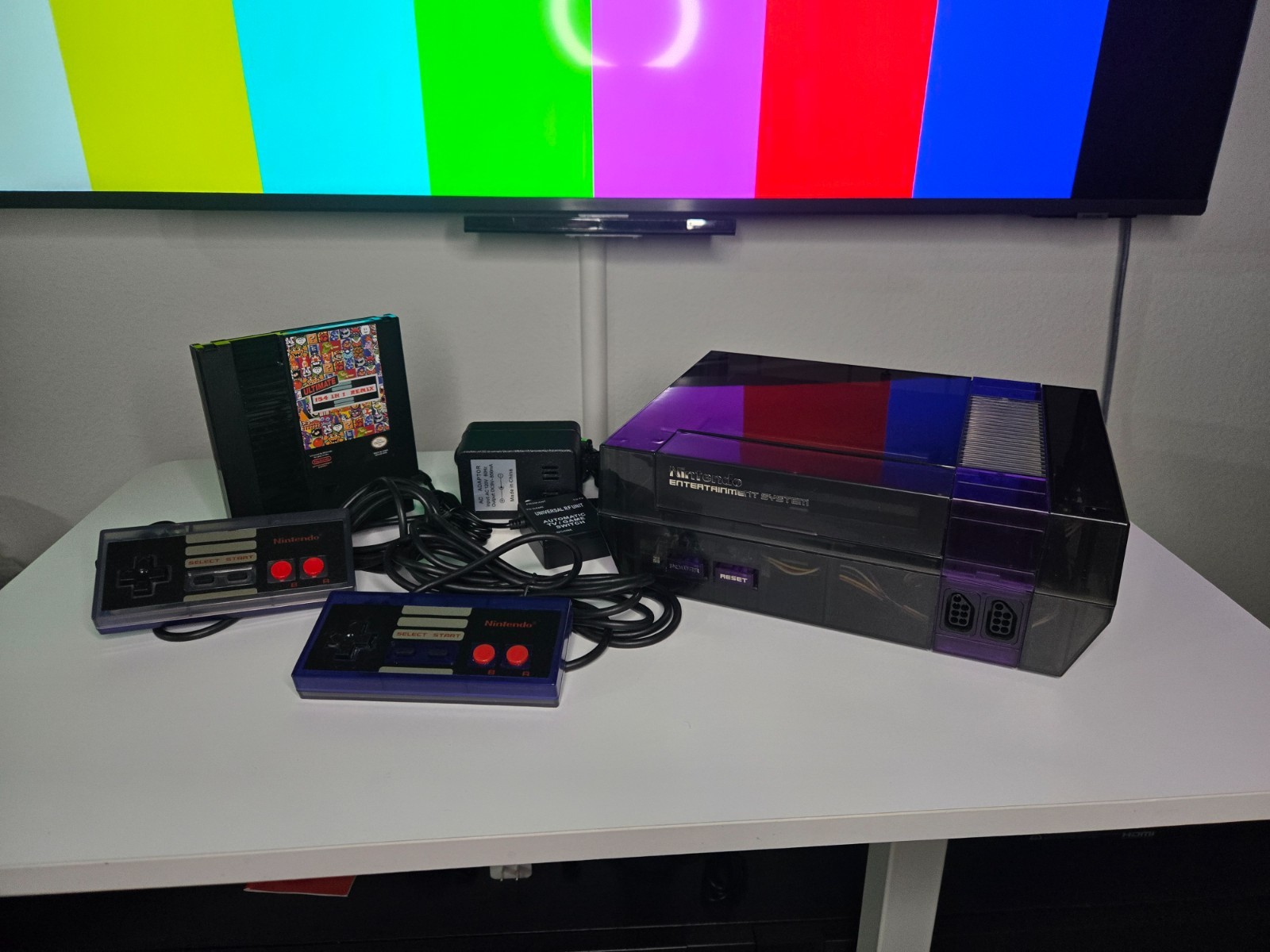 Clear Black / Purple Nintendo Entertainment System NES Console Games Bundle