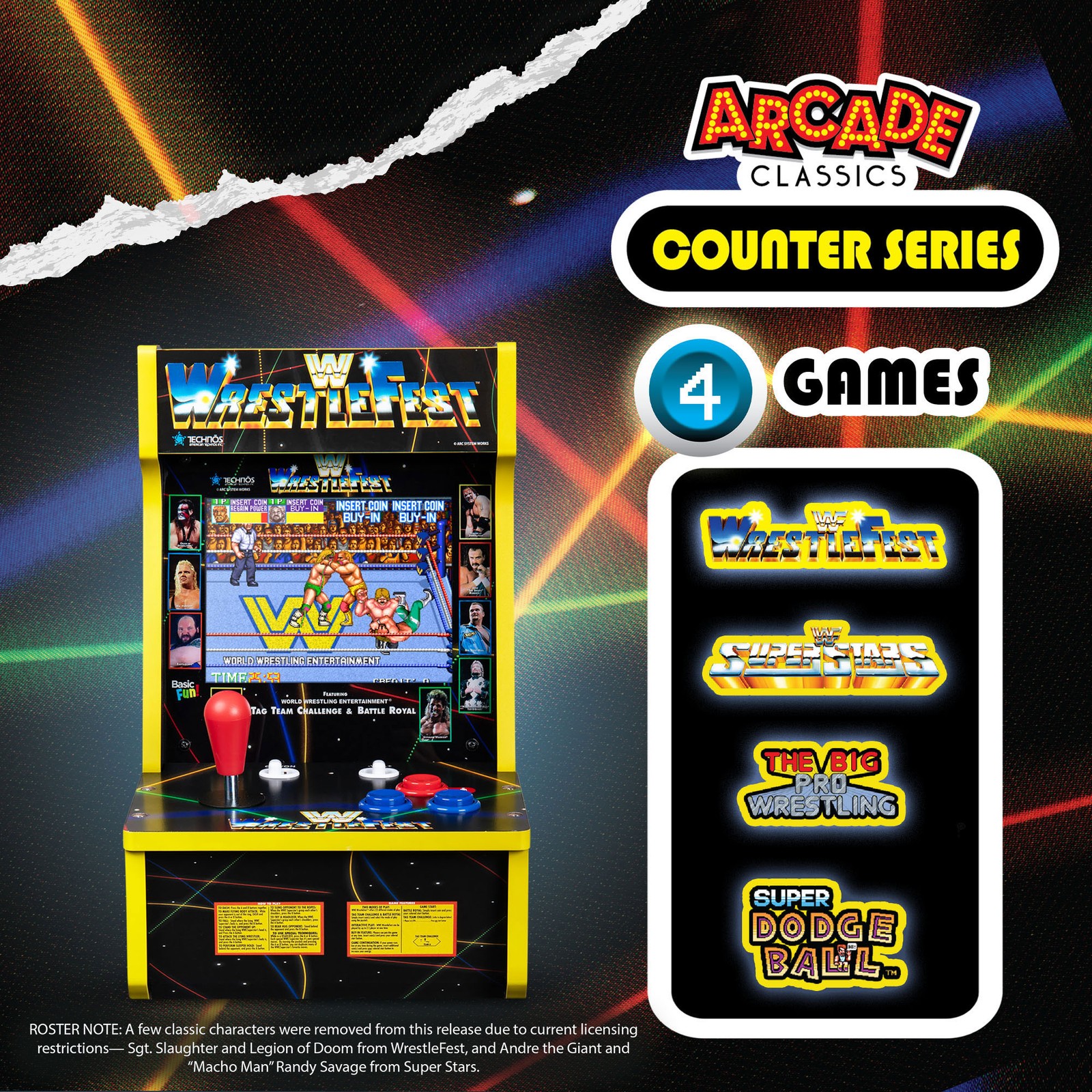 Arcade Classics WWE Counter Series Game with 8″ Liquid Crystal Screen & 4 Games