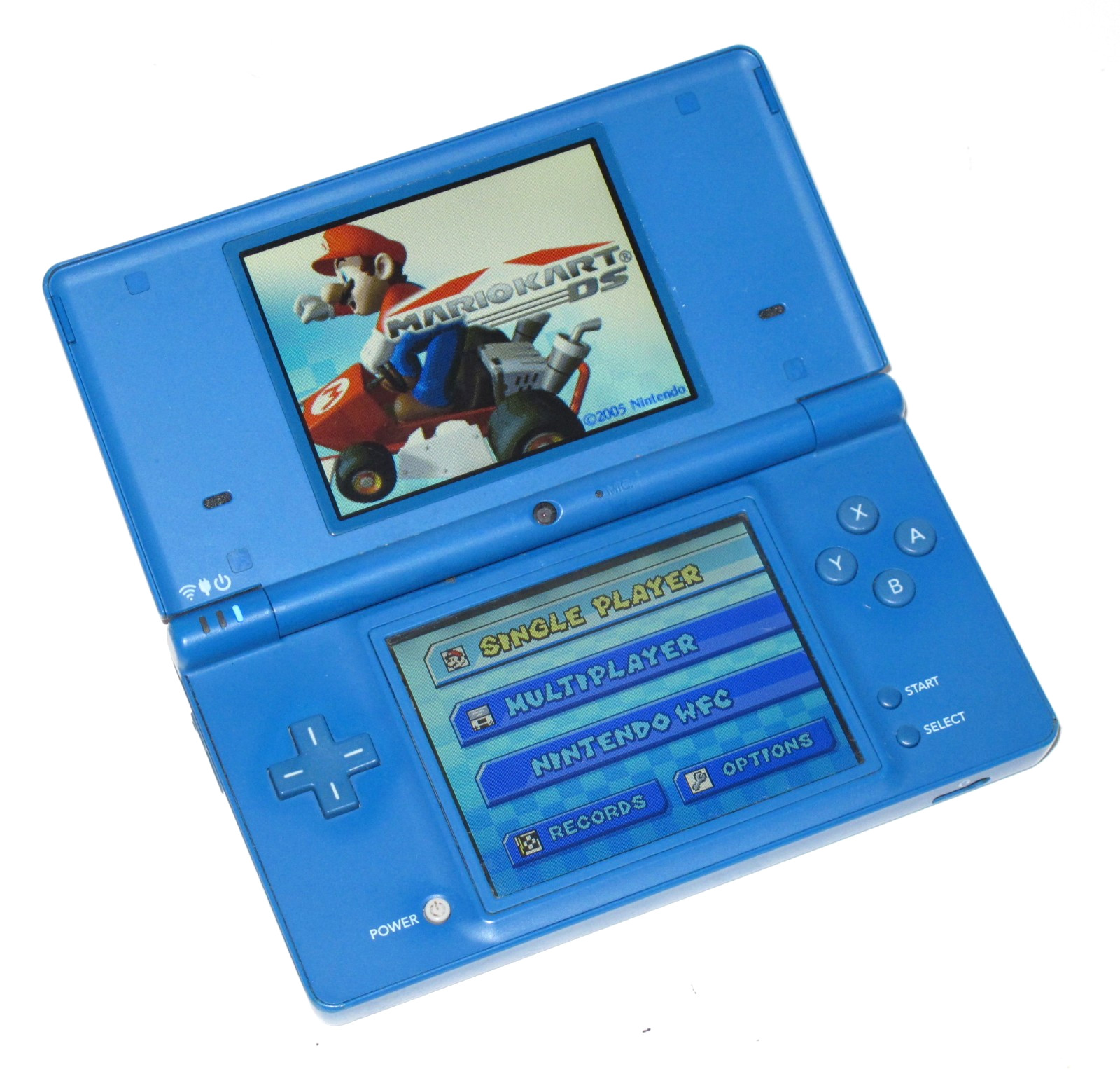 Nintendo DSi Blue Console System Bundle w/ Mario Kart & Stylus (5 Games) TESTED!
