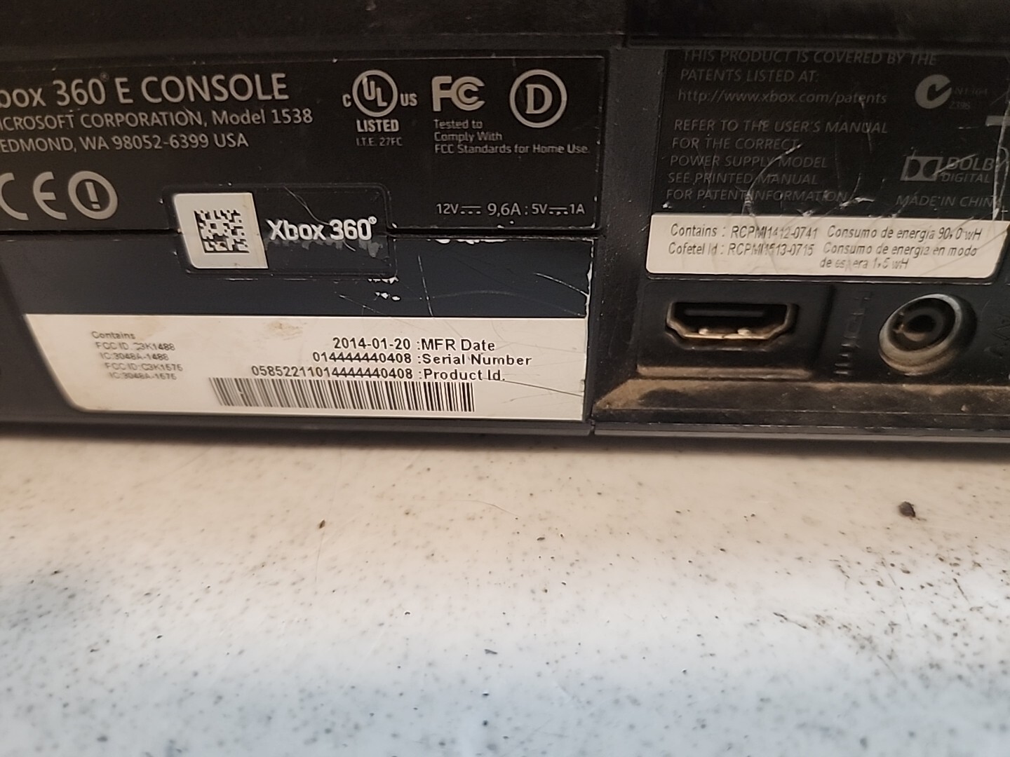 Lot of 4 Xbox 360 S/E Consoles Only AS-IS Untested Unknown Condition.