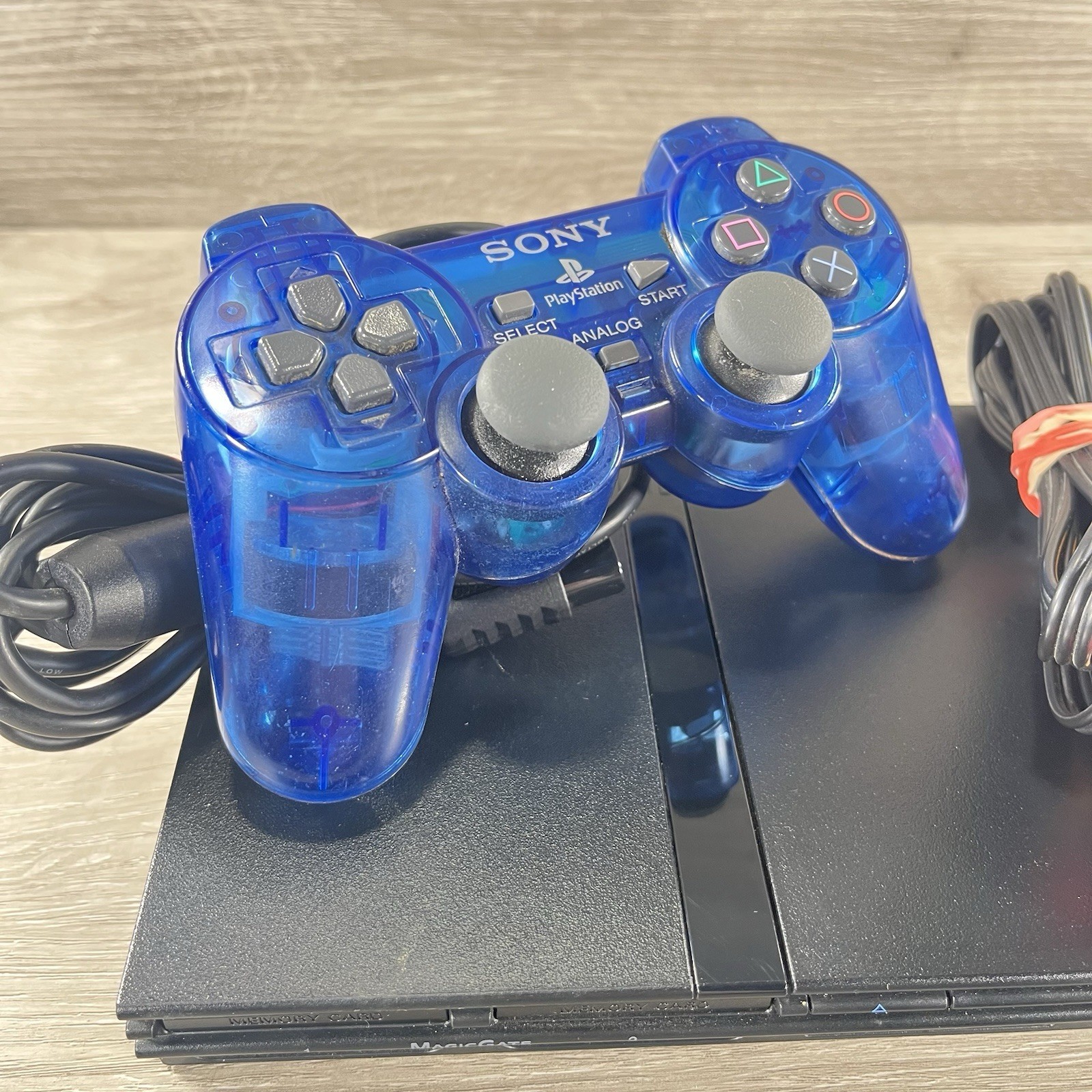 Sony PlayStation 2 PS2 Slim SCPH-77001 Controller Cables & Memory Card (Tested)