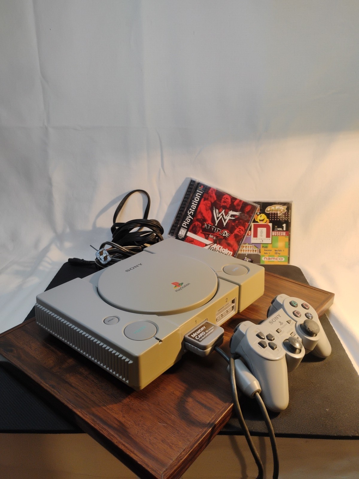 🔥1998 SONY PlayStation PS1 SCPH-7001 Controller & Cords Tested & Working Games
