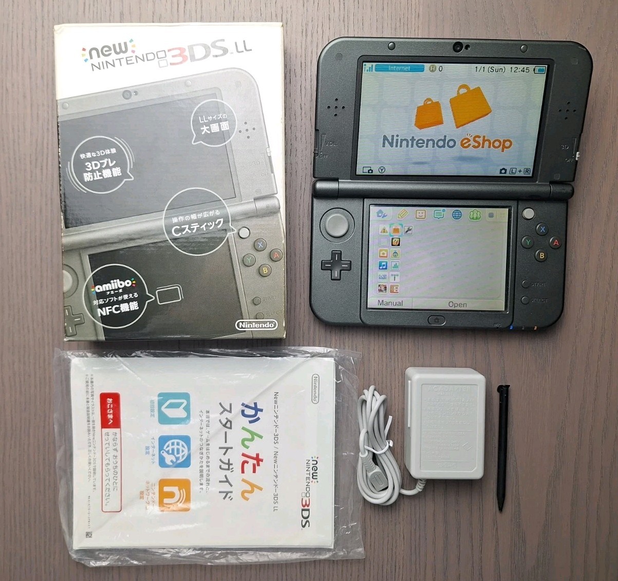 New Nintendo 3DS XL Metallic Black | Charger 32GB SD Card | TOP IPS CIB