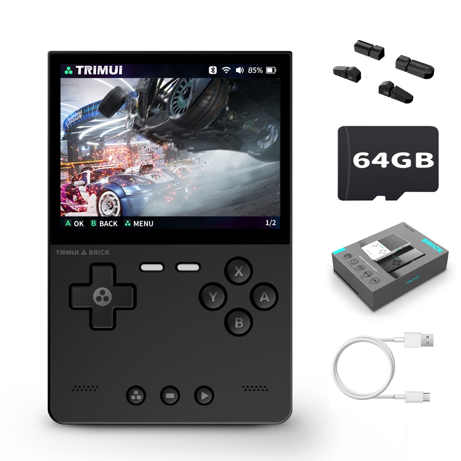 Trimui Brick Game Console 3.2-Inches 1024×768 IPS Screen Built-in 64G TF Card…