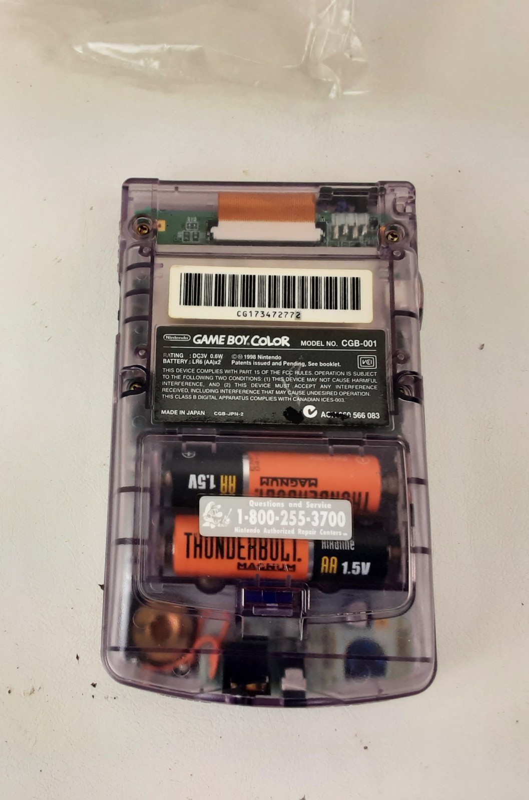 Game Boy Color Complete Atomic Clear Purple CGB-001 Authentic USA TESTED