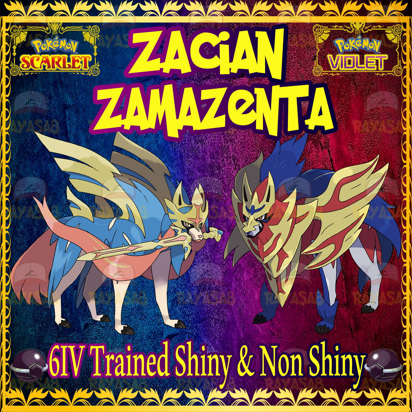 Pokemon Violet Zacian Zamazenta 6IV Trained 🌟Shiny🌟 & Non Shiny Scarlet