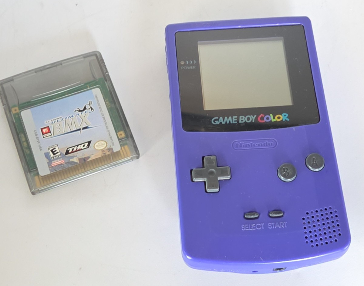 Parts Repair Nintendo Game Boy Color Grape Handheld System and Ultimate BMX Game