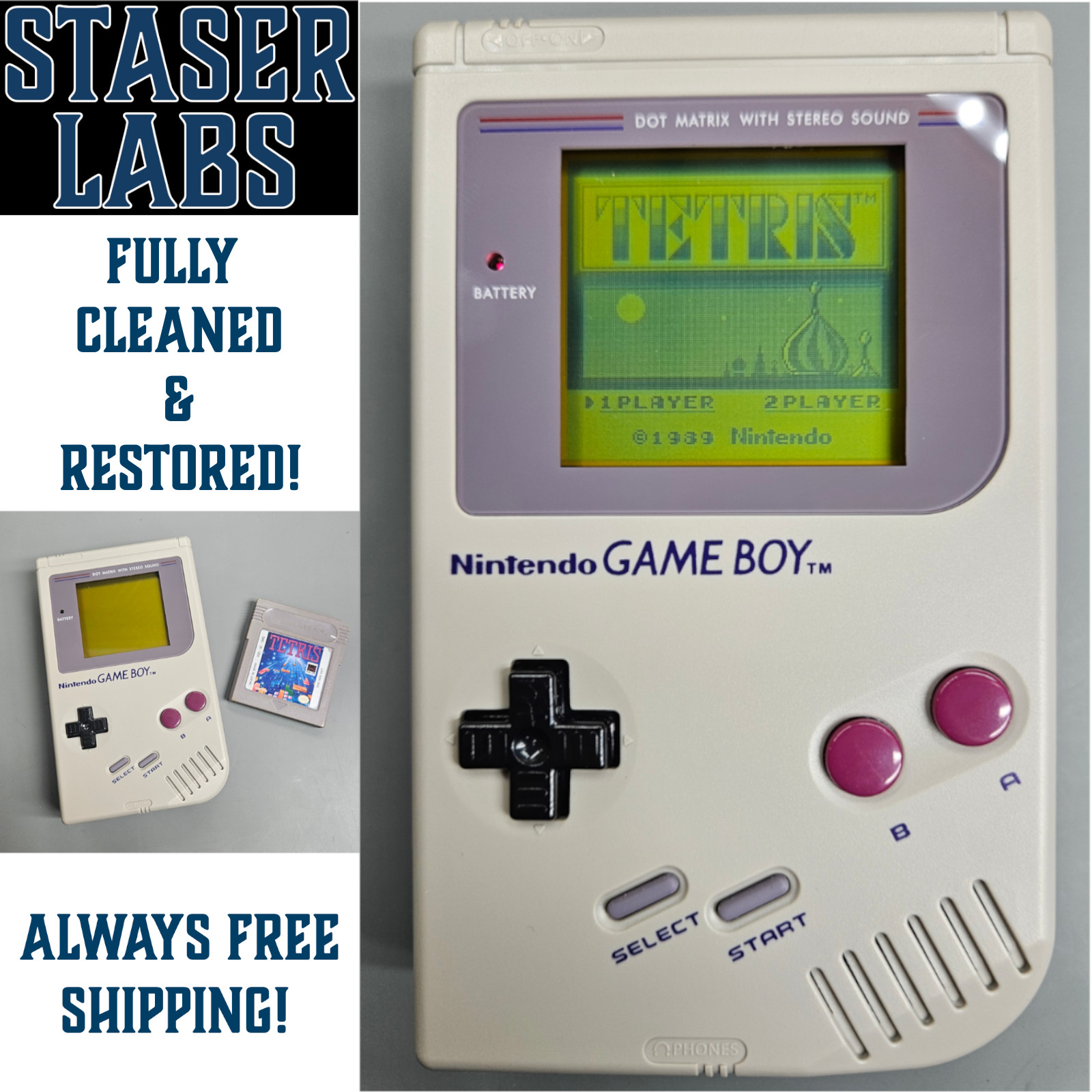 SL-DMG-01-OG – Fully Restored Stock Console with OEM Game Boy Internals + Tetris