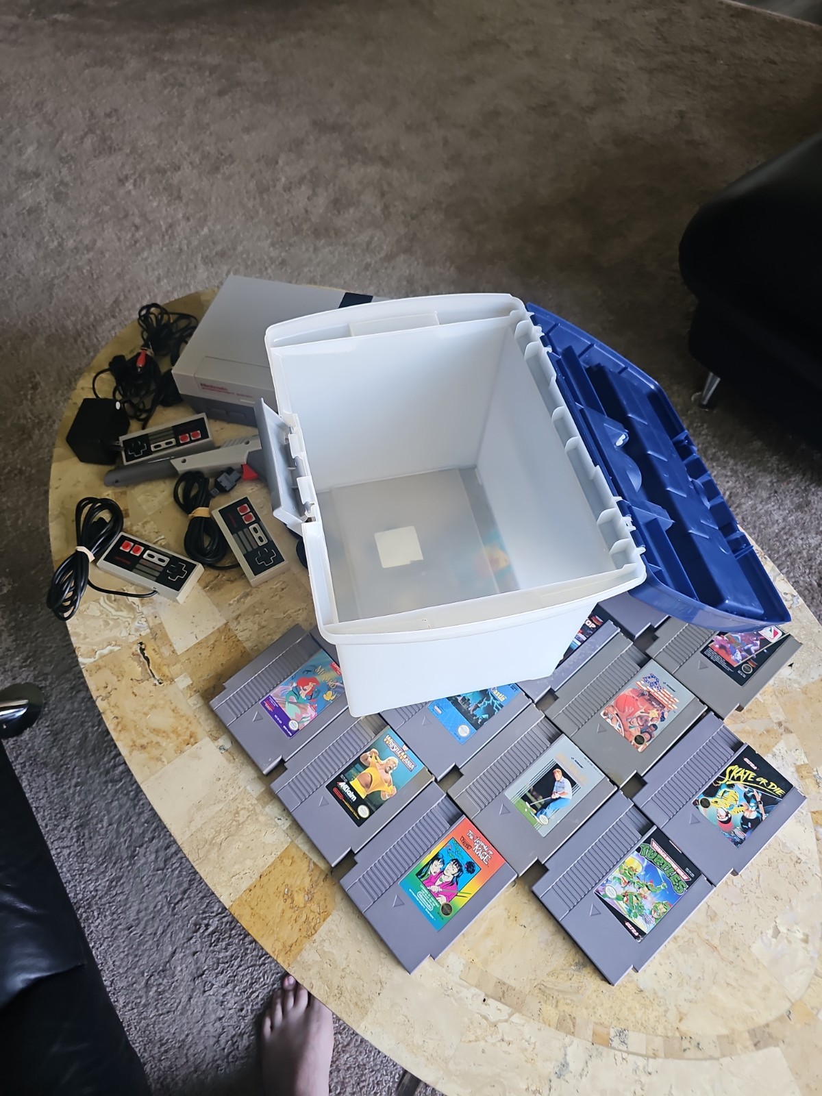 Original Nintendo NES Console Bundel Gun,3 Controllers,15 Games Tested Works