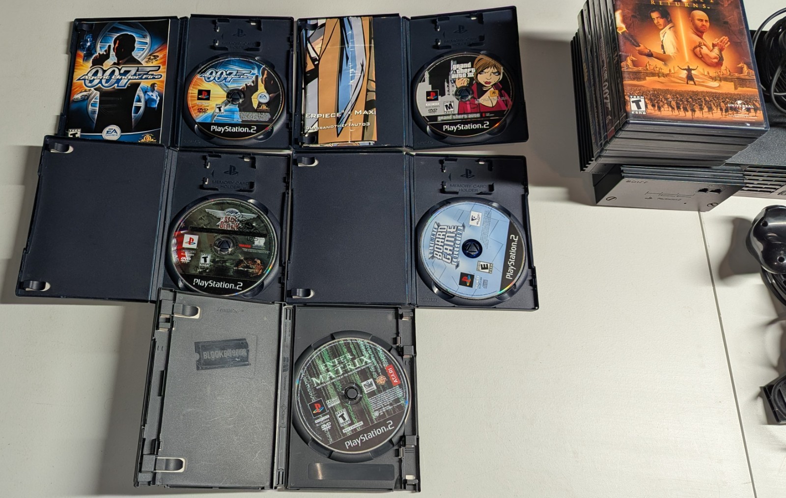Playstation 2 System + Controllers + 11 Games Card GTA Crash PS2 Set Bundle Lot