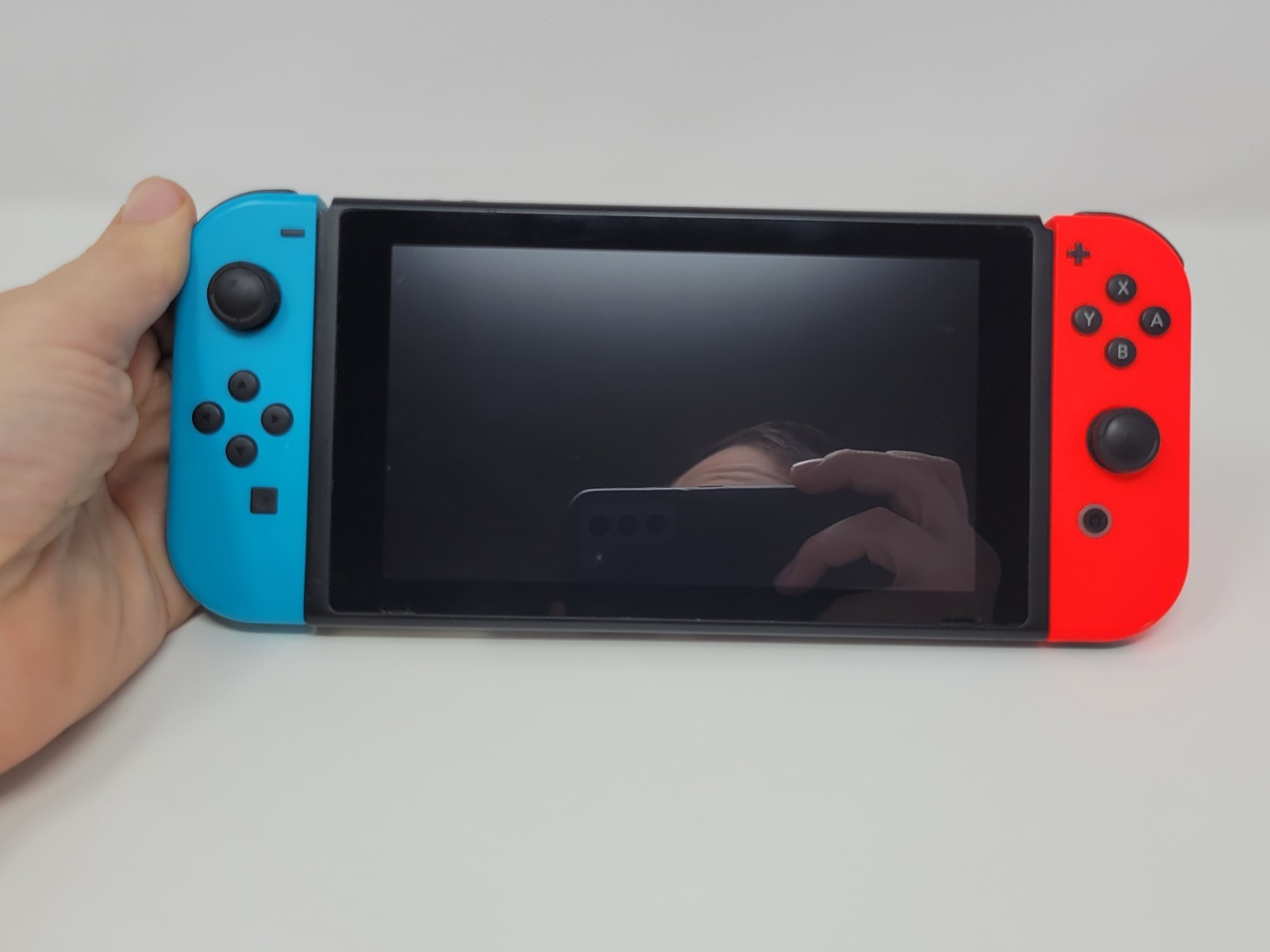 Nintendo Switch Console Neon Blue Red Joycons w/ Mario Odyssey Smash & Strikers