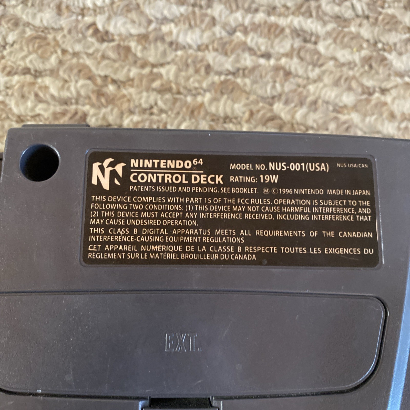 Nintendo 64 Black Console N64 w/ Silver Controller Power & AV Cables ALL OEM