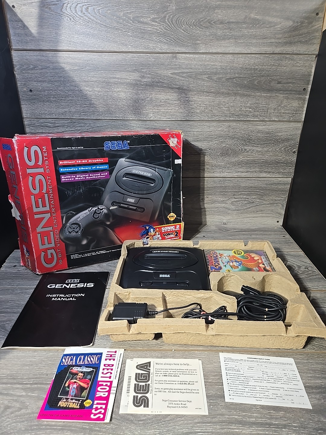 Sega Genesis II Console Sonic The Hedgehog 2 Bundle In Box Tested [Rough Box]