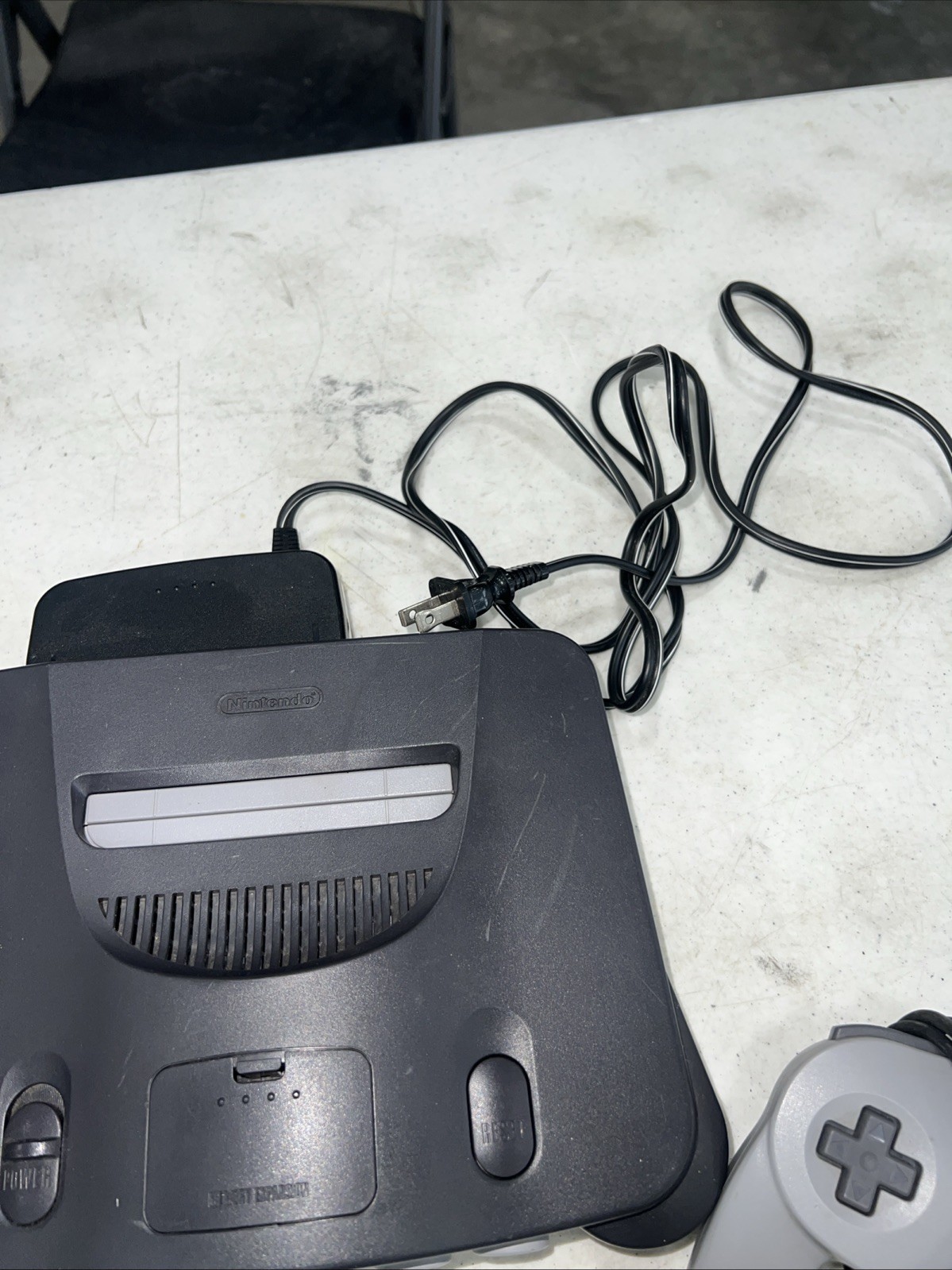 Nintendo 64 Console – Black W/ Gray Controller Tight Stick And Power Supply