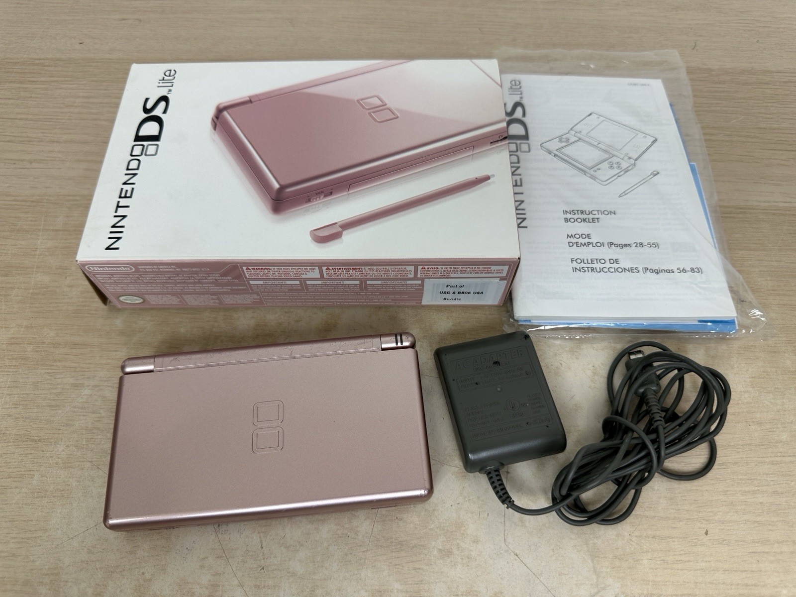 Nintendo DS Lite Metallic Rose Pink Handheld USG-001 Complete In Box CIB – WORKS