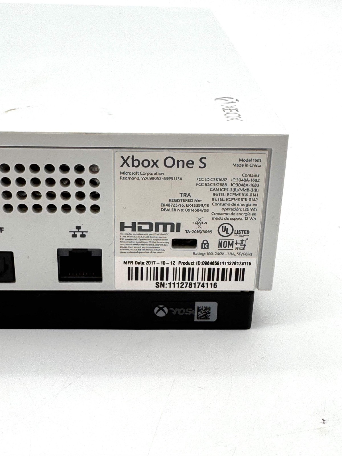 Microsoft Xbox One S 1681 500GB White Console Tested Working 2016