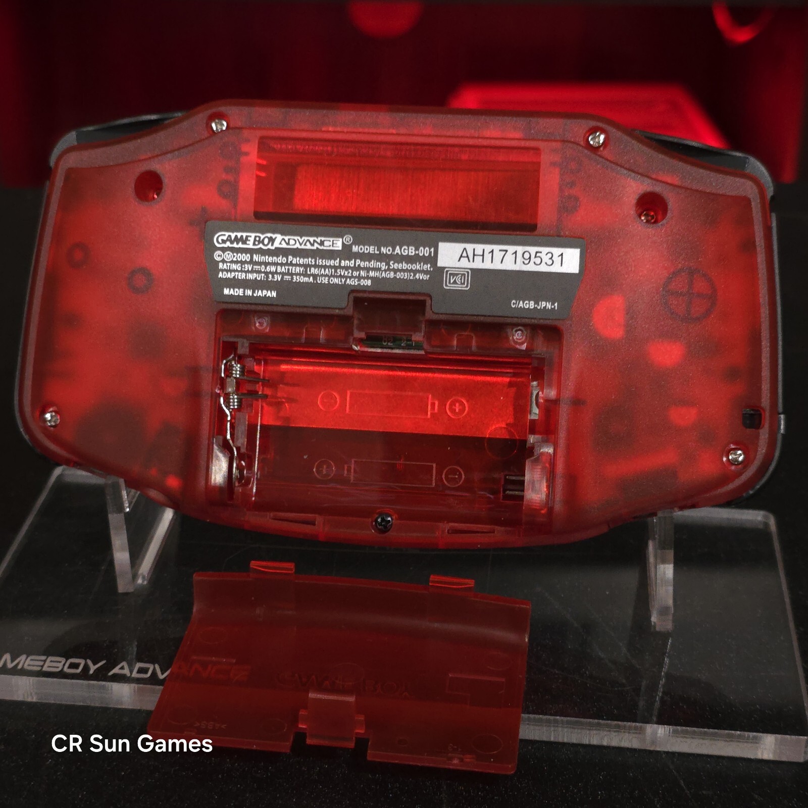 Clear Red Game Boy Advance GBA Console with iPS V5 Backlight Backlit LCD MOD