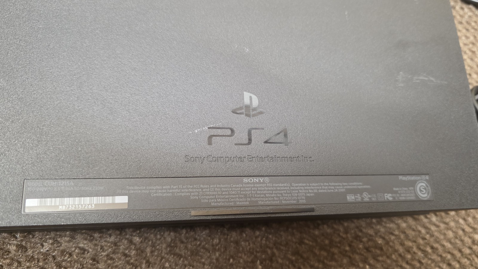 Sony PlayStation 4 CUH-1215A Black 500GB Home Video Gaming Console ONLY W/ CORDS