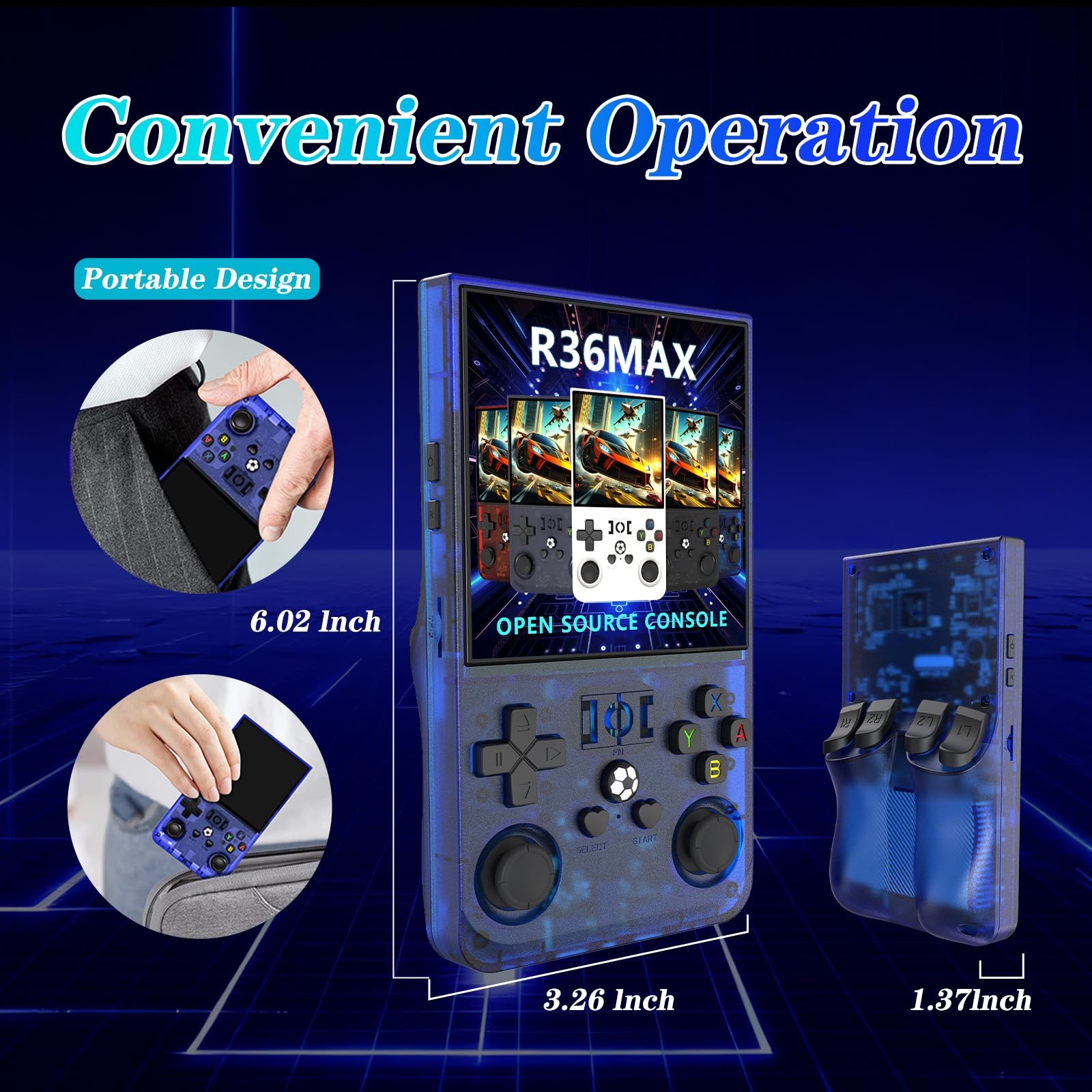 R36MAX 4000mAh Portable Rechargeable Handheld Retro Game Console,Handheld Ret…