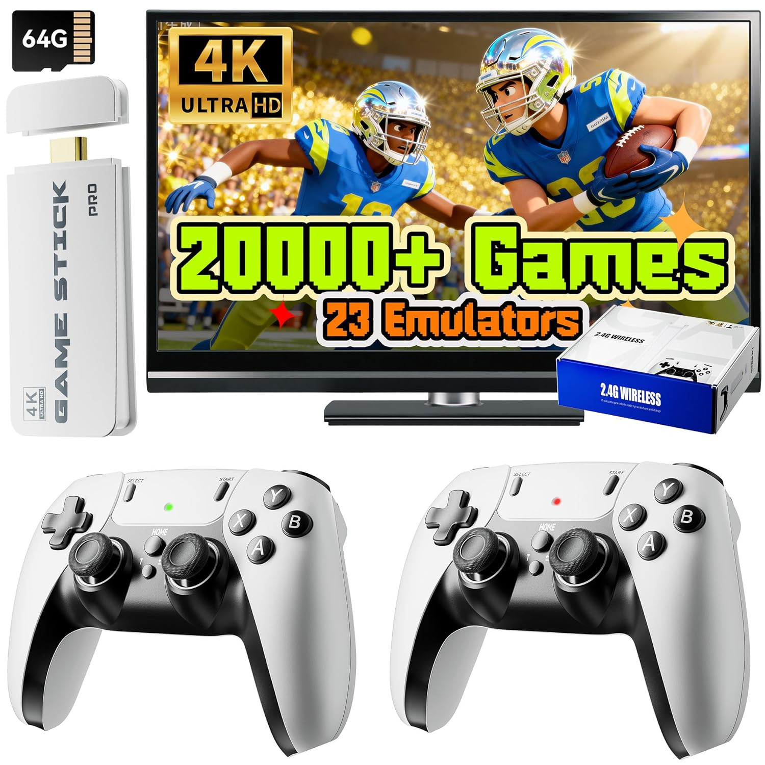 2026 New Upgrade Retro Gaming Console Pro, Video Games Consoles with 4K HDMI, Bu